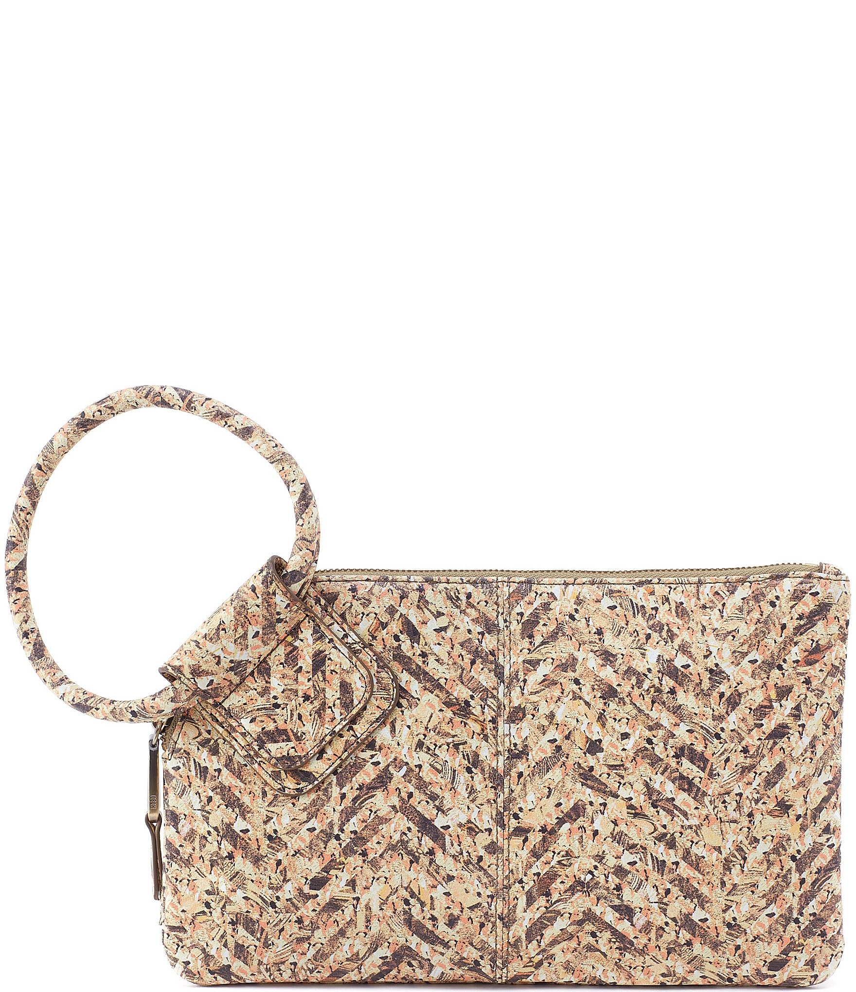 HOBO Sable Leather Neutral Mosaic Print Wristlet