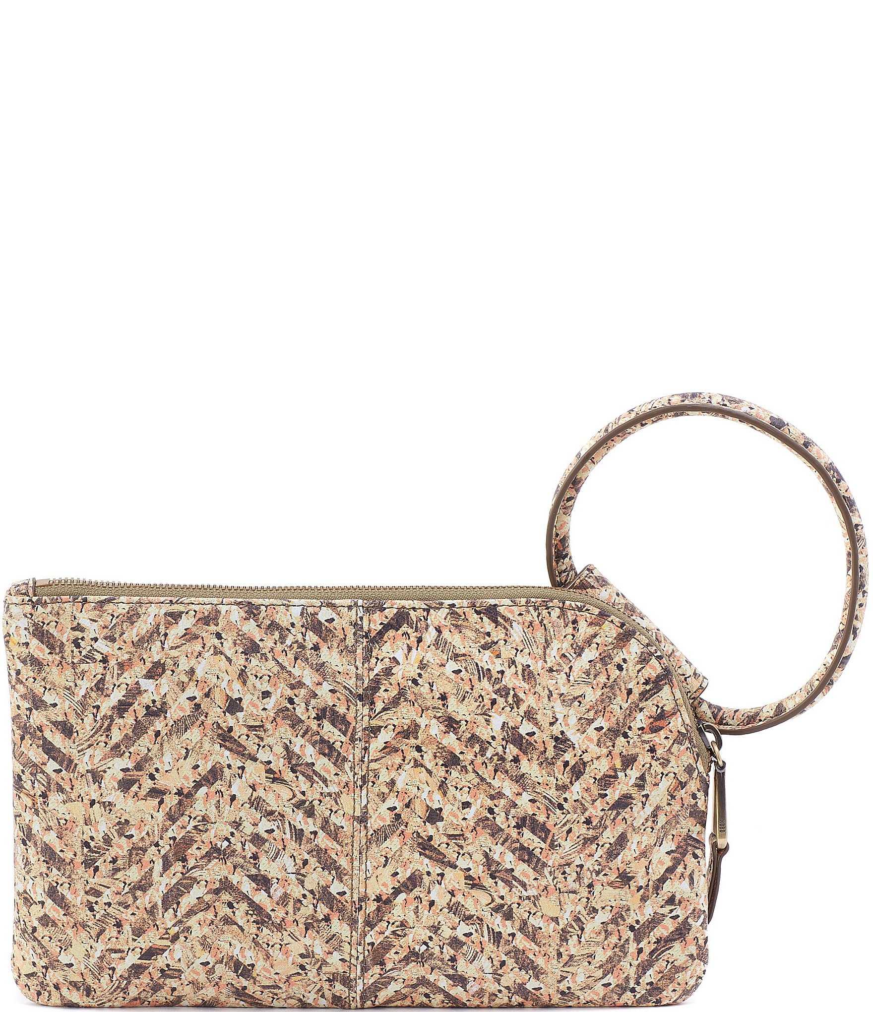 HOBO Sable Leather Neutral Mosaic Print Wristlet