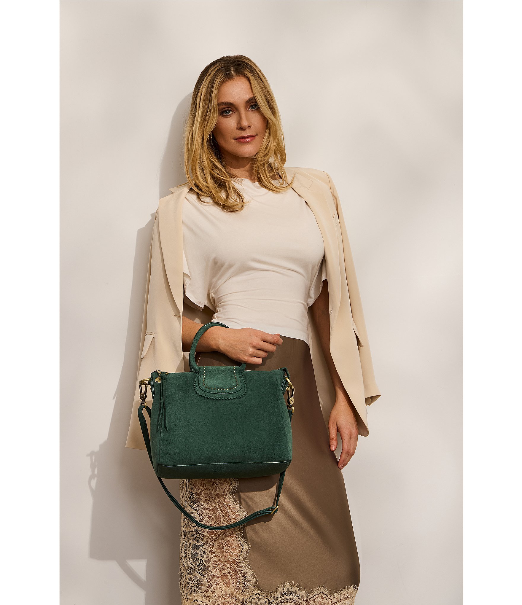 Hobo Sheila Medium Suede Satchel Crossbody Bag