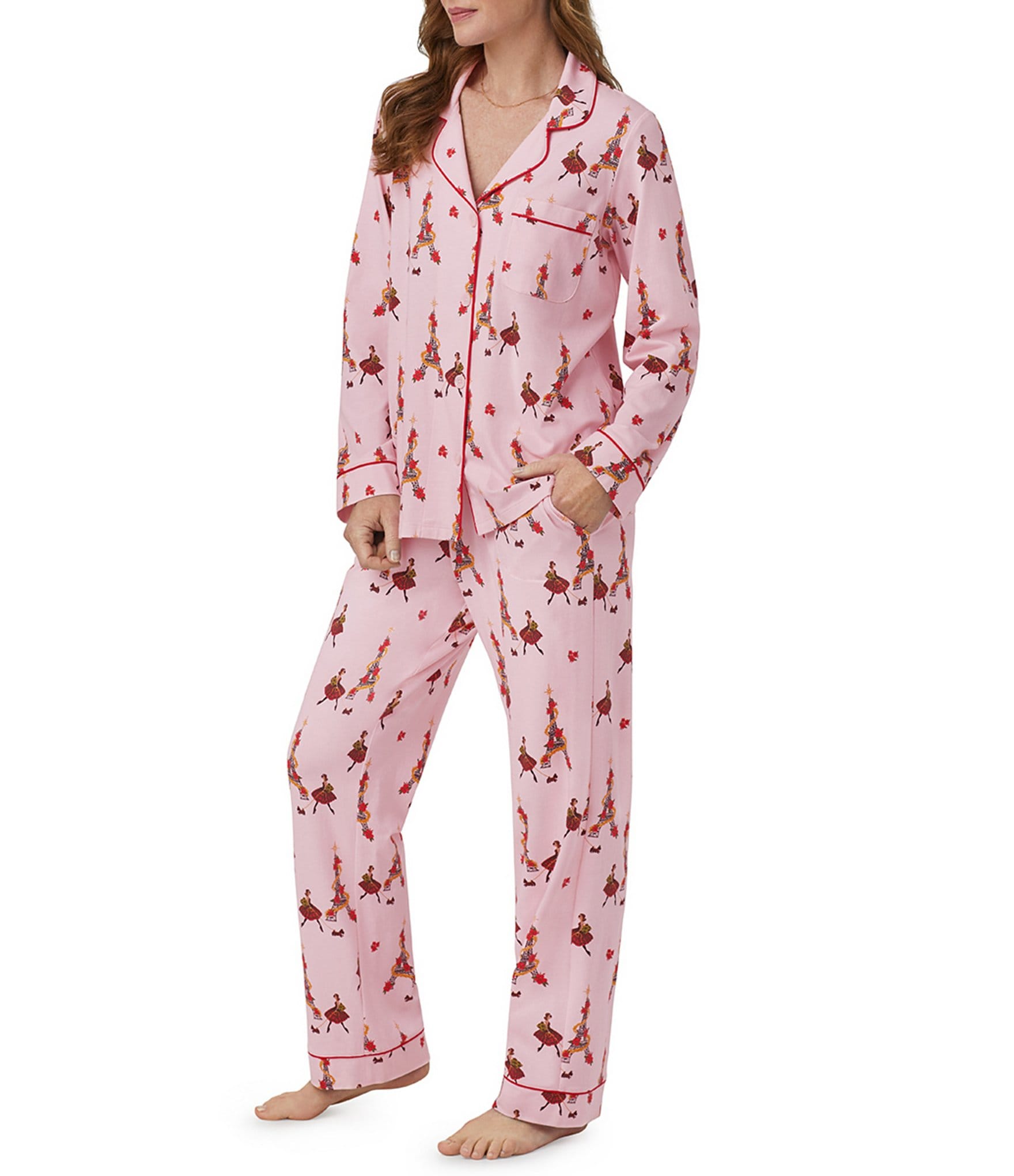 BedHead Pajamas Family Matching Paris Christmas Jersey Knit Notch ...