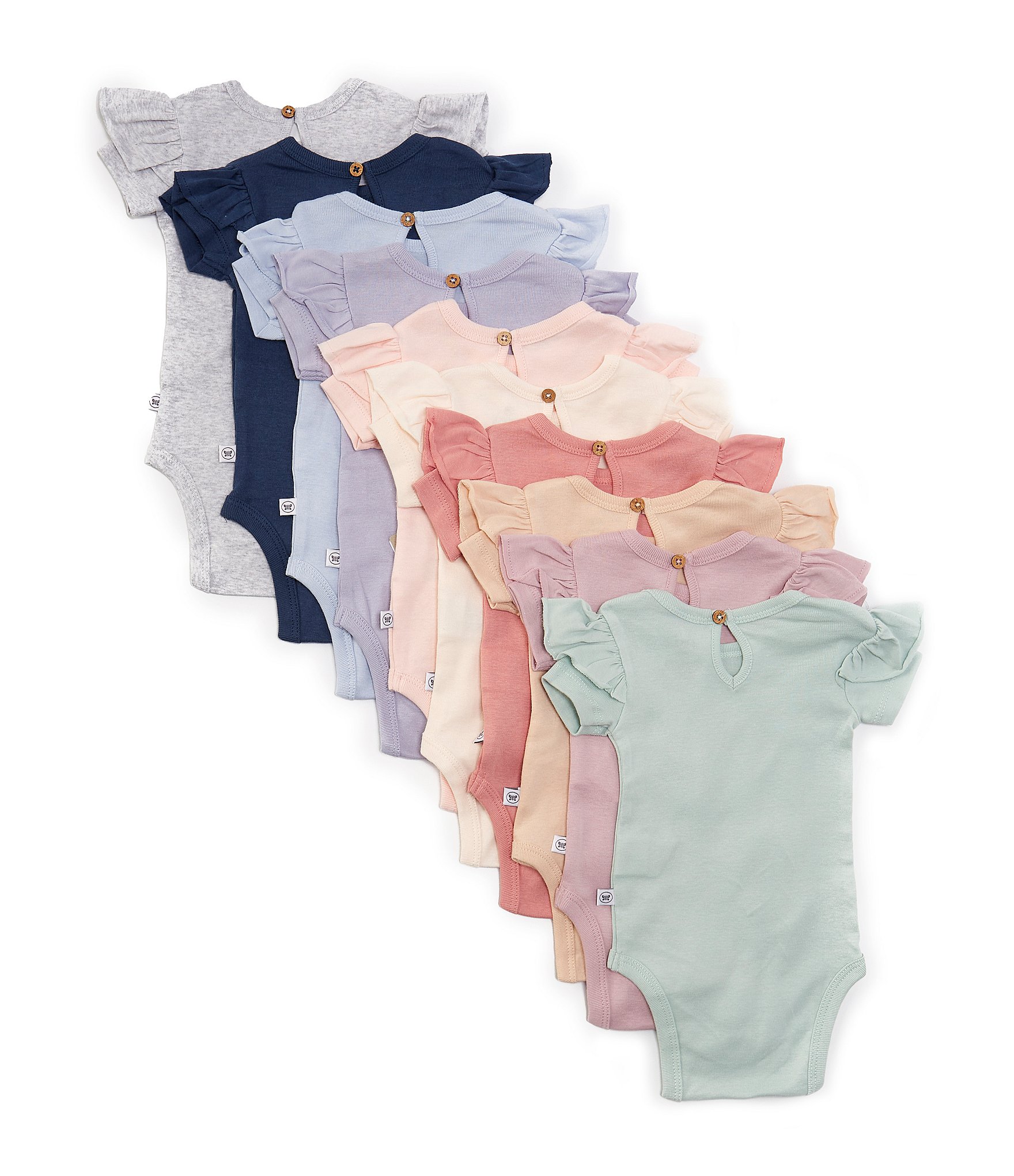 Honest Baby Girls Newborn-24 Months Short Sleeve Ruffle Bodysuit 10-Pack