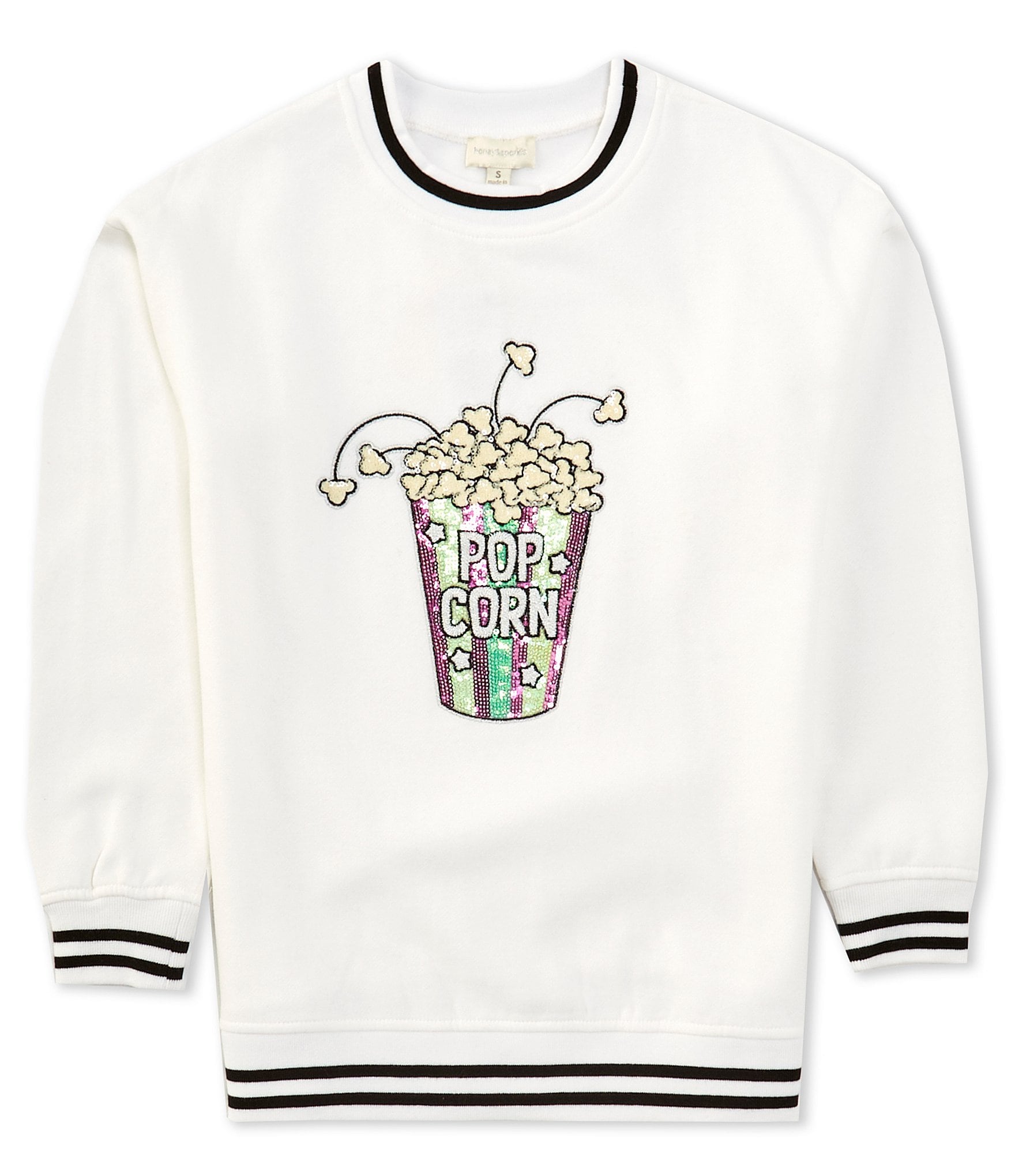 Honey & Sparkle Big Girls 7-16 Crewneck Sequin Popcorn Honey & Sparkle Big Girls 7-16 Crewneck Sequin Popcorn
