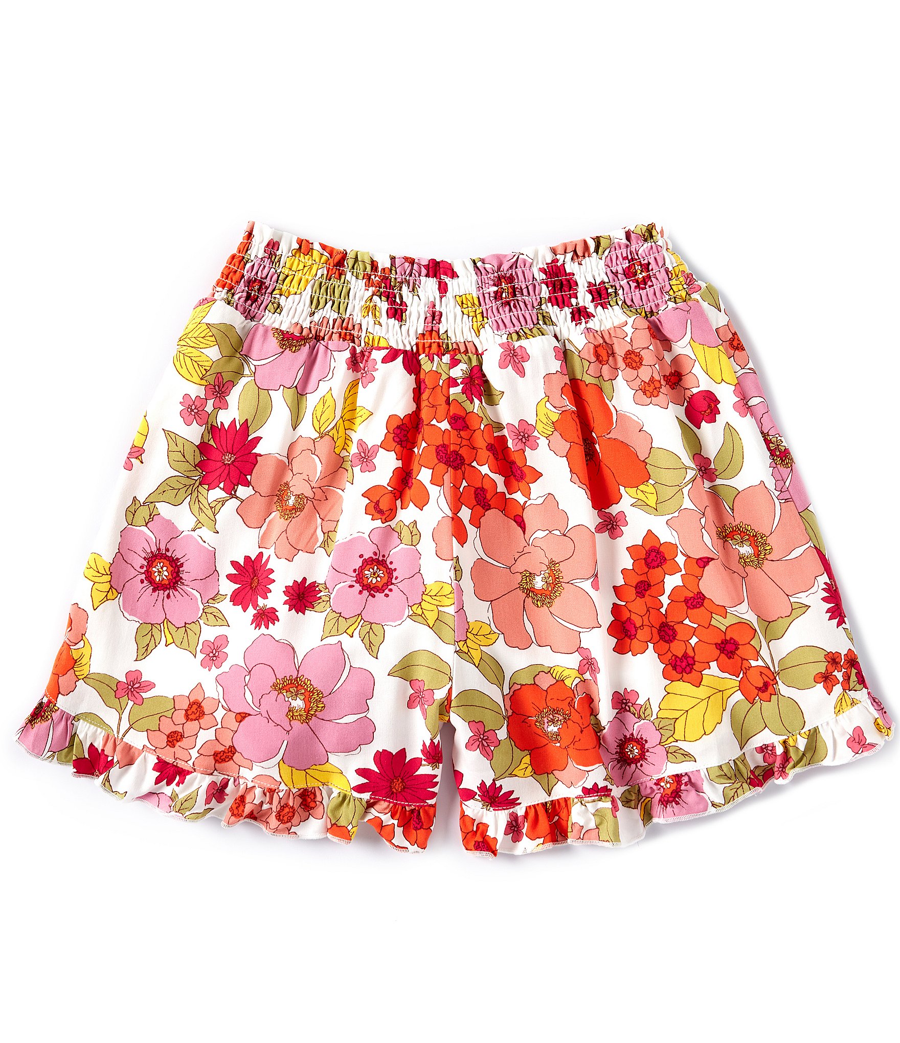 Honey & Sparkle Big Girls 7-16 Floral Printed Ruffle Hem Pull-On Shorts