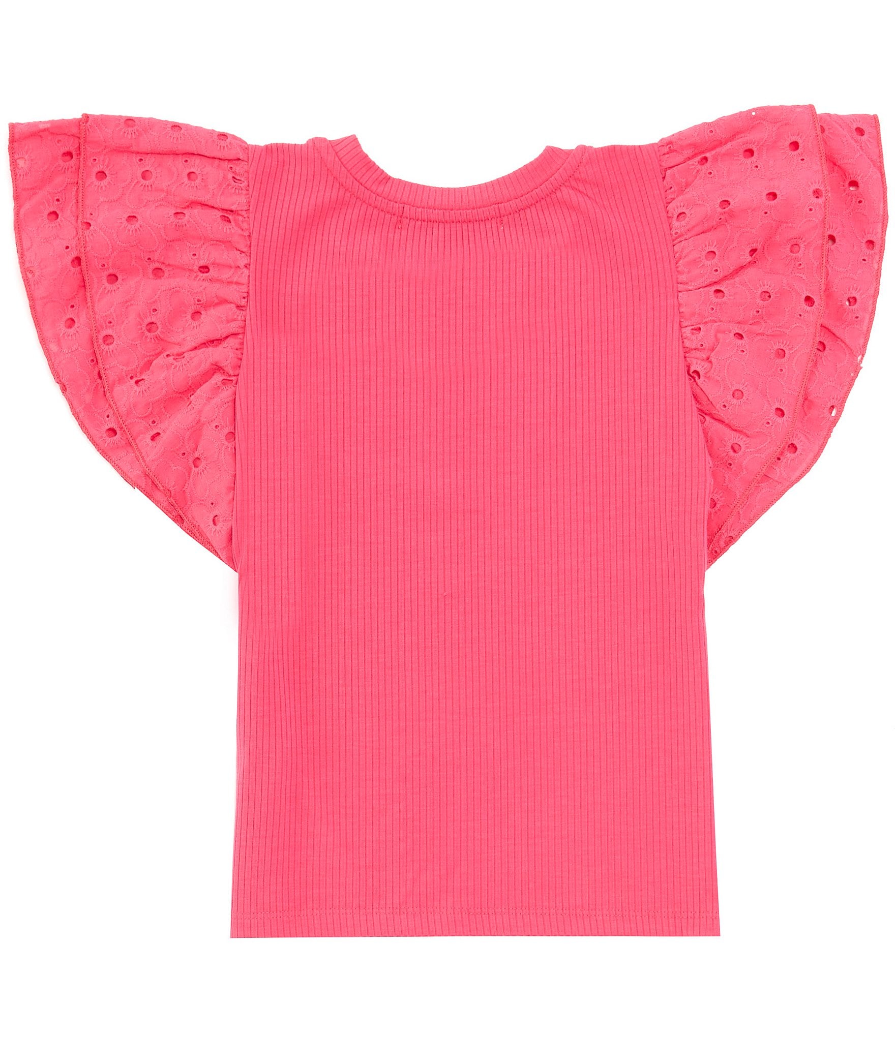 Honey & Sparkle Big Girls 7-16 Rib Knit Ruffle Sleeve Top