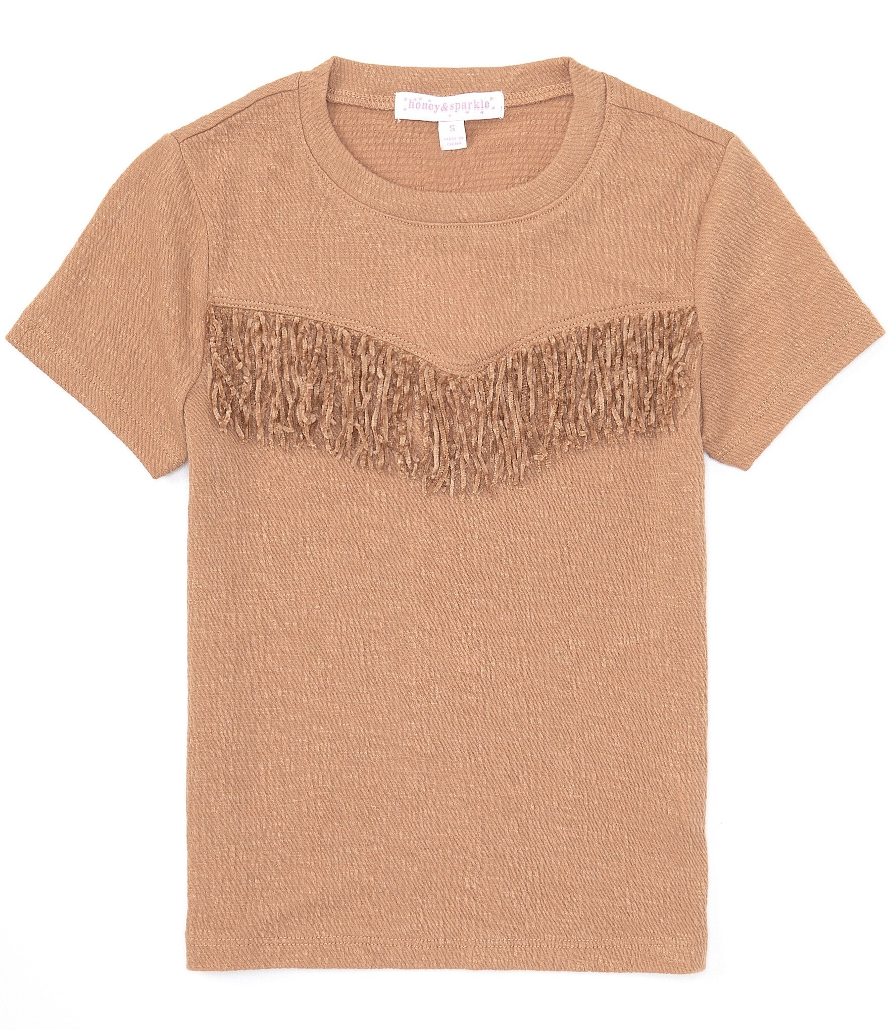 Honey & Sparkle Big Girls 7-16 Short Sleeve Fringe Front Knit T-Shirt |  Dillard's