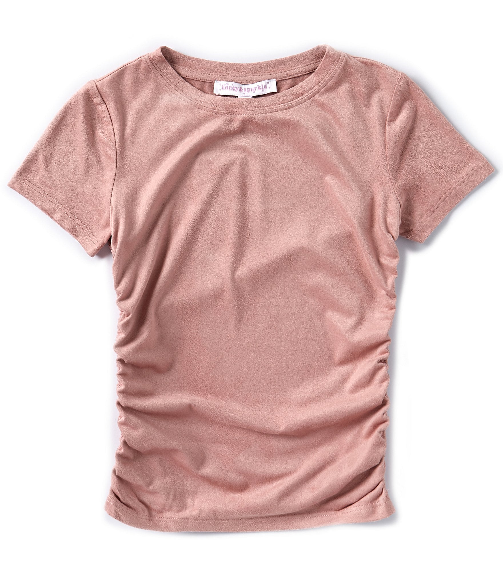 Honey & Sparkle Big Girls 7-16 Short-Sleeve Solid Sueded Cinched T-Shirt