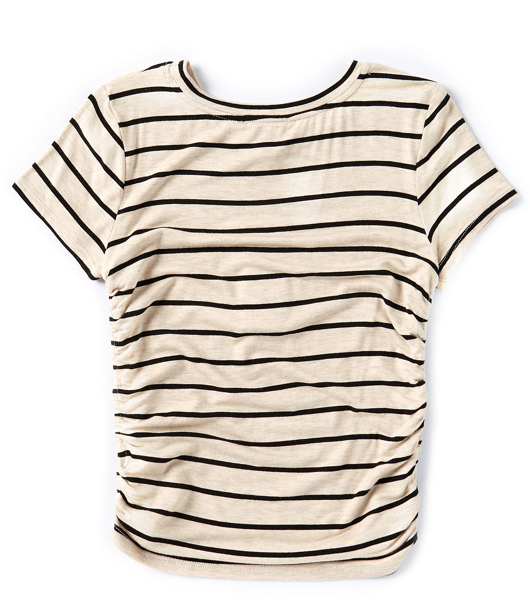 Honey & Sparkle Big Girls 7-16 Short Sleeve Striped Cinched-Side T-Shirt