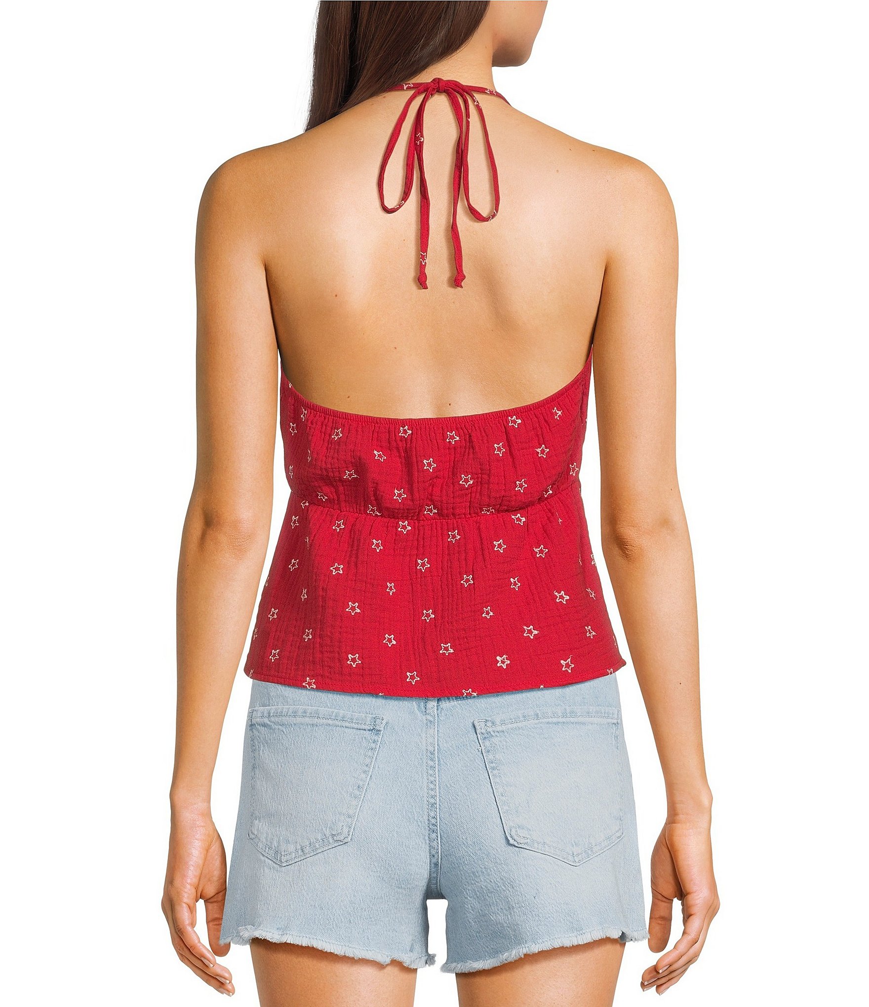 Honey & Sparkle Embroidered Halter Top