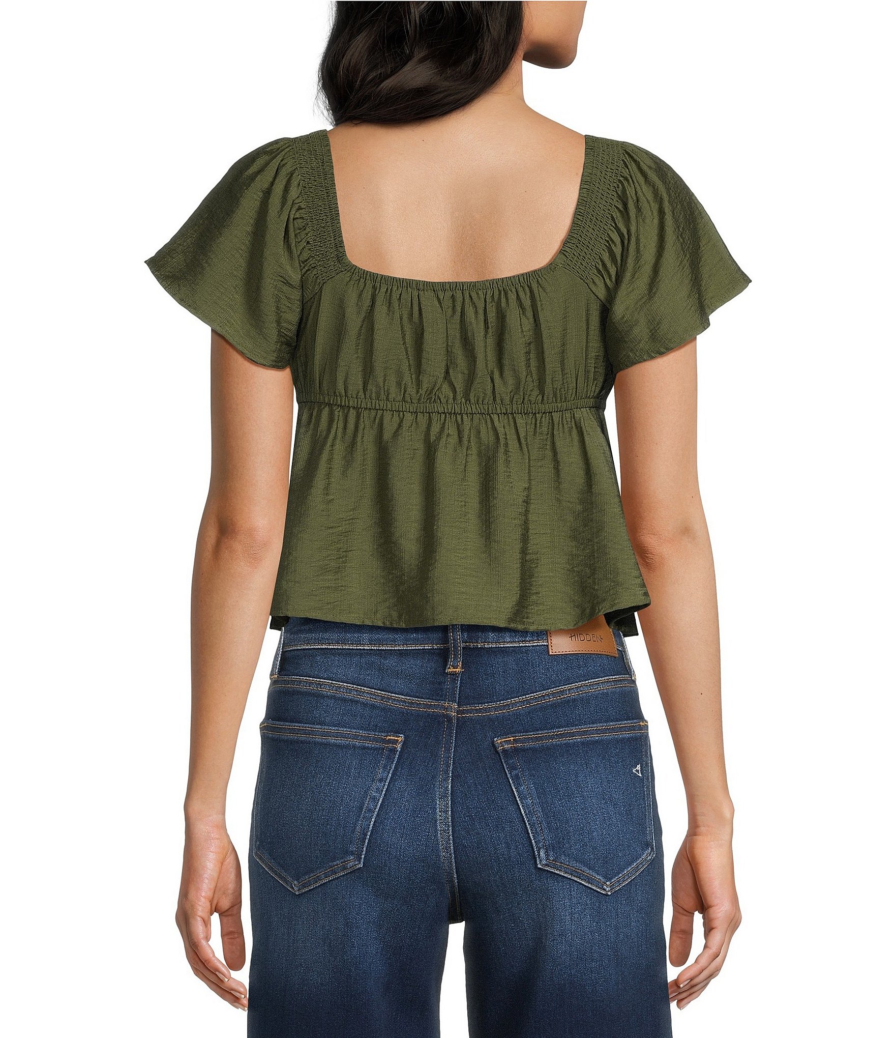 Honey & Sparkle Solid Smocked Baby Doll Top