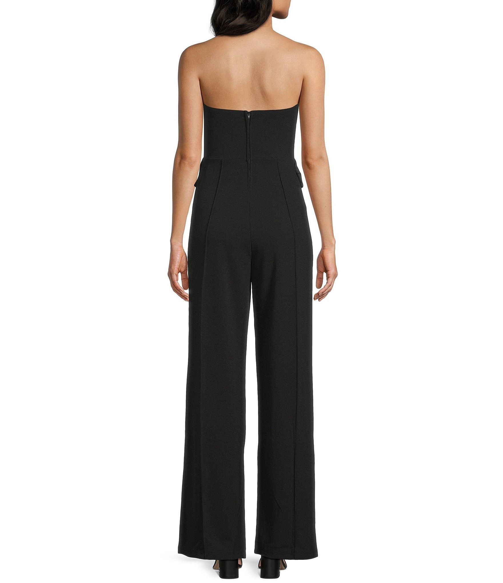 Honey and Rosie Scuba Crepe Strapless Vest Inspired Bodice Jumpsuit