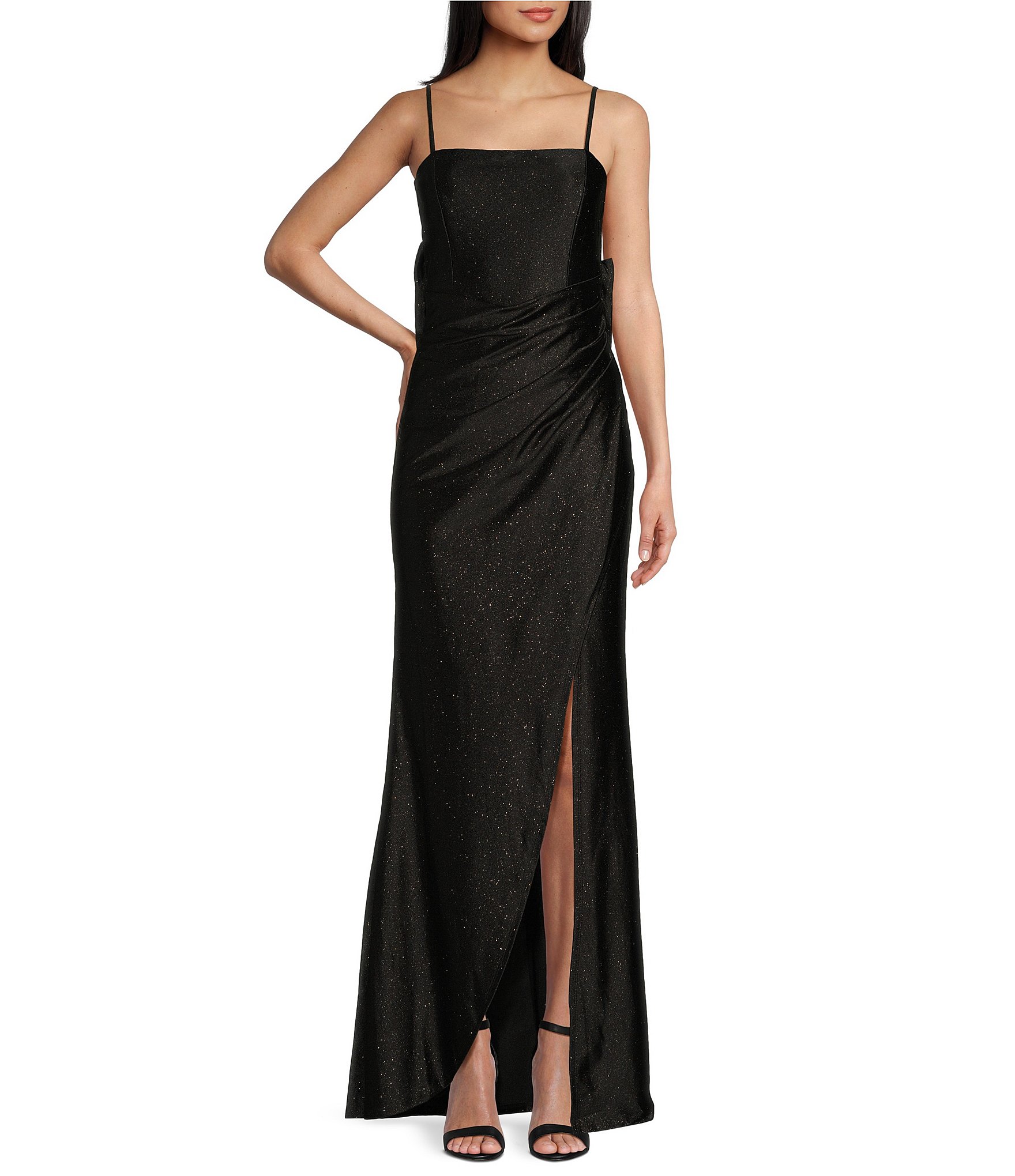 Honey and Rosie Spaghetti Strap Glitter Knit Pleating