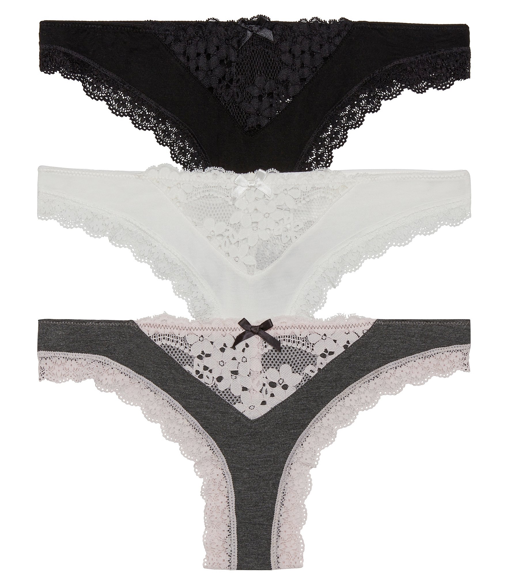 3pack Letter Tape Lace Thong Set
