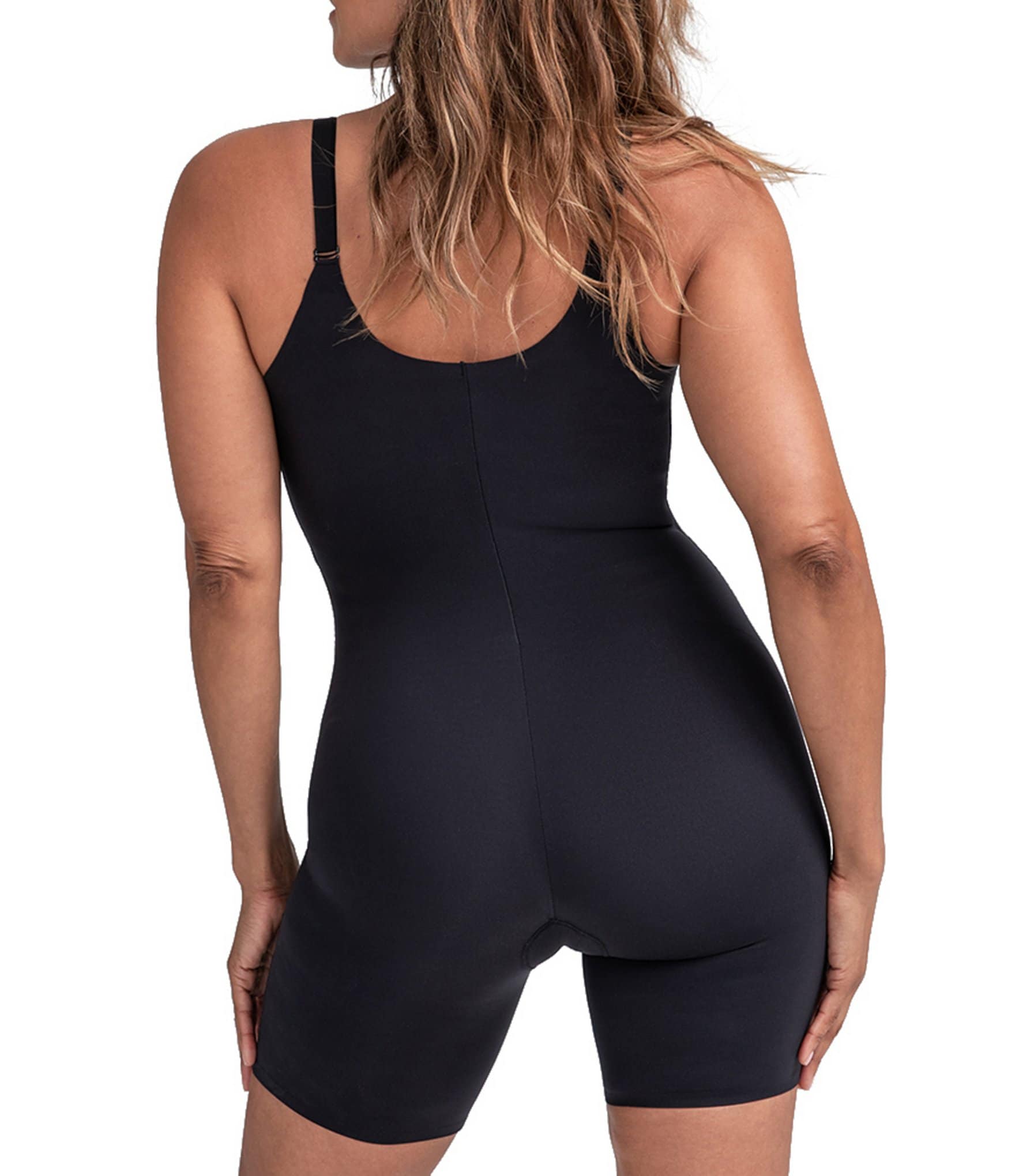 Honeylove Mid-Thigh Sleeveless V-Neck Sculpt Compression Bodysuit