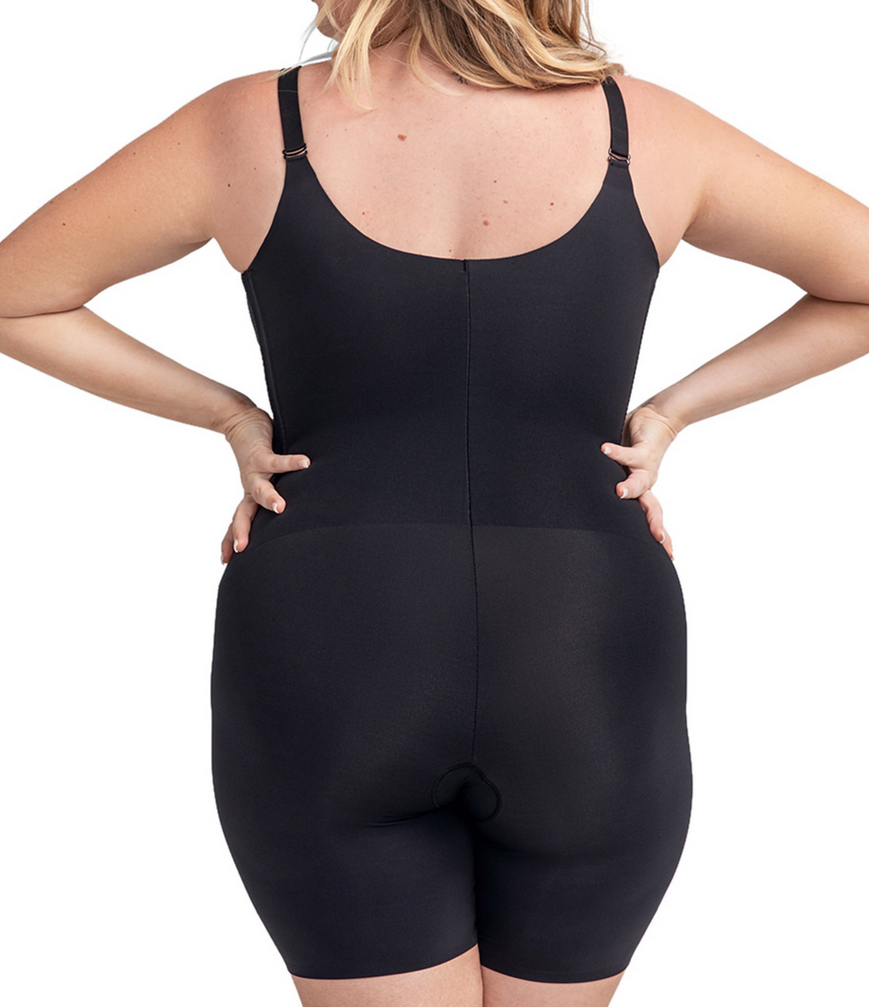 Honeylove Mid-Thigh Sleeveless V-Neck Sculpt Compression Bodysuit