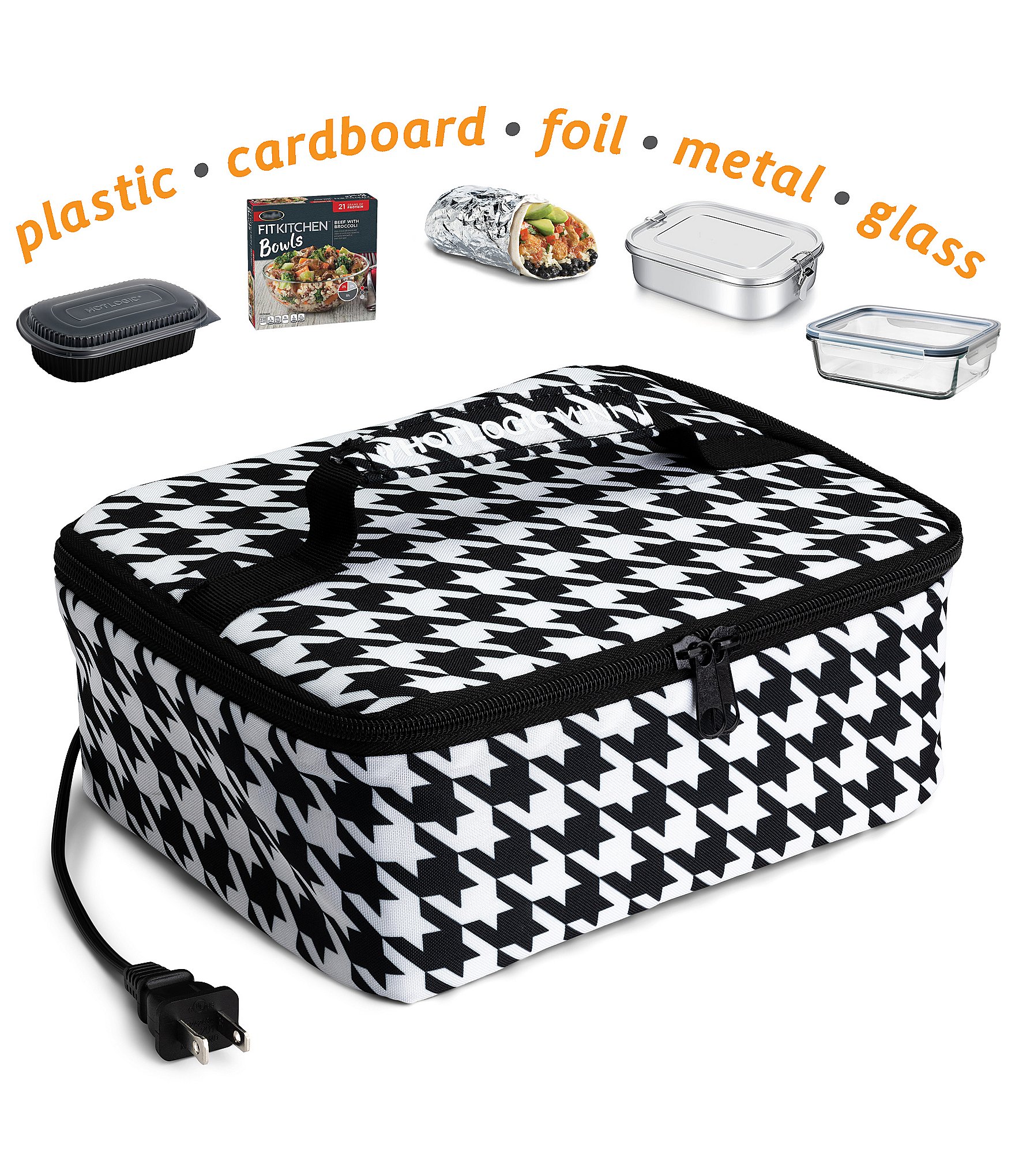 Hot Logic Portable Mini Oven and Food Warmer Houndstooth Print Lunch Bag