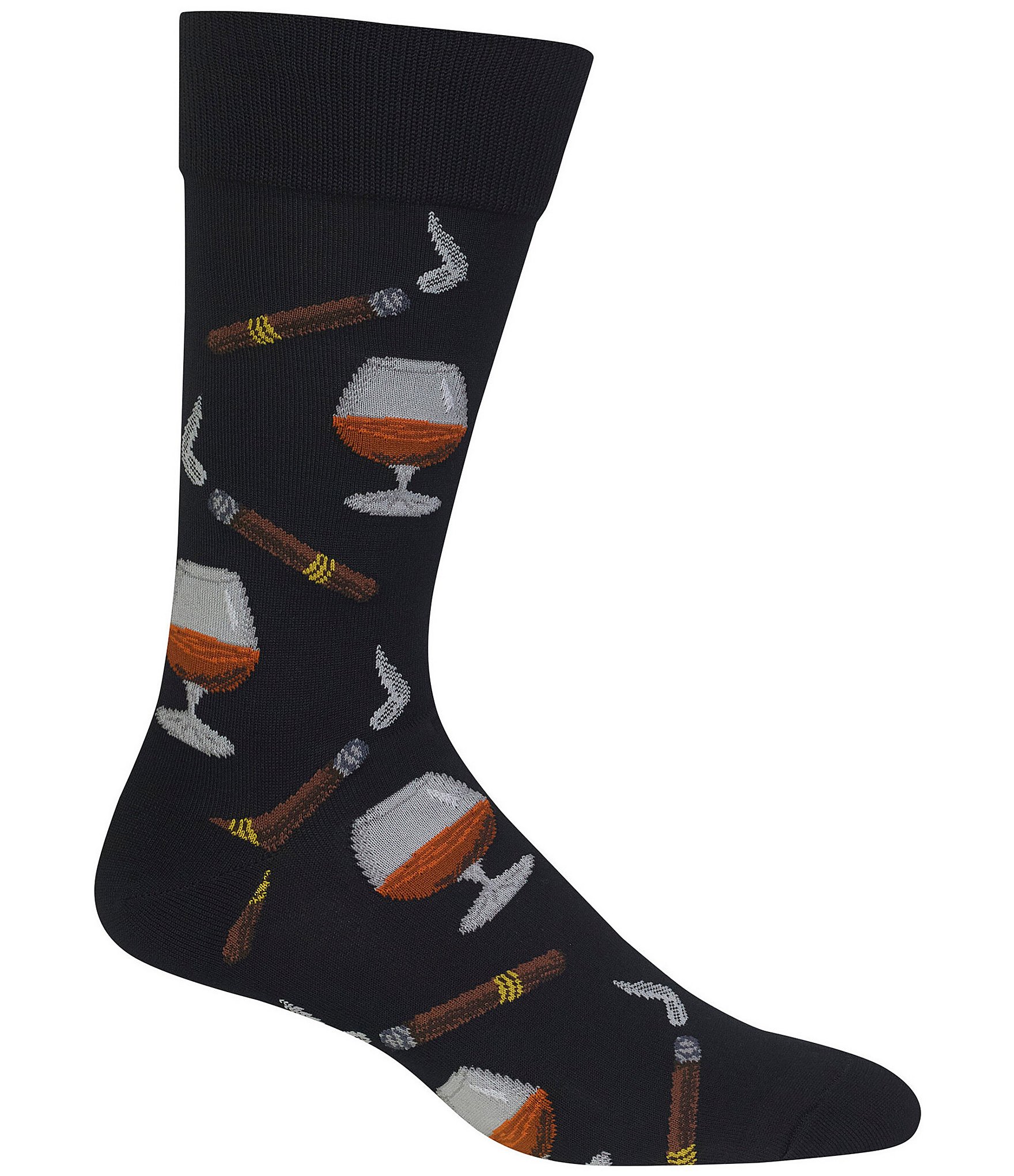 Hot Sox Novelty Congnac and Cigar Crew Socks