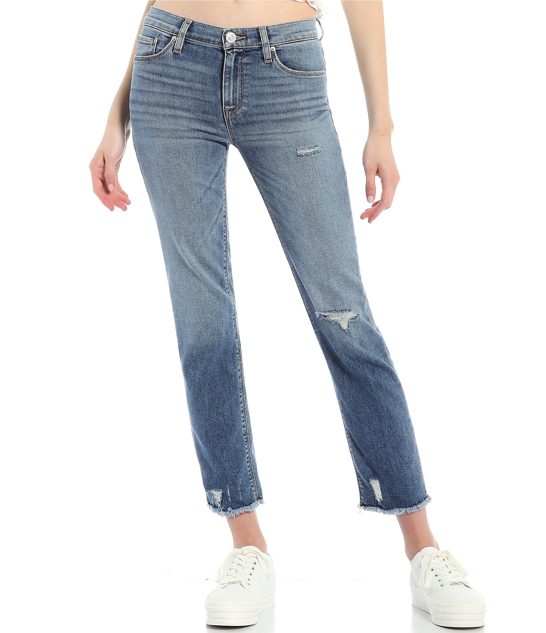 Hudson Jeans Nico Distressed Midrise Straight Crop Jeans | Dillard's