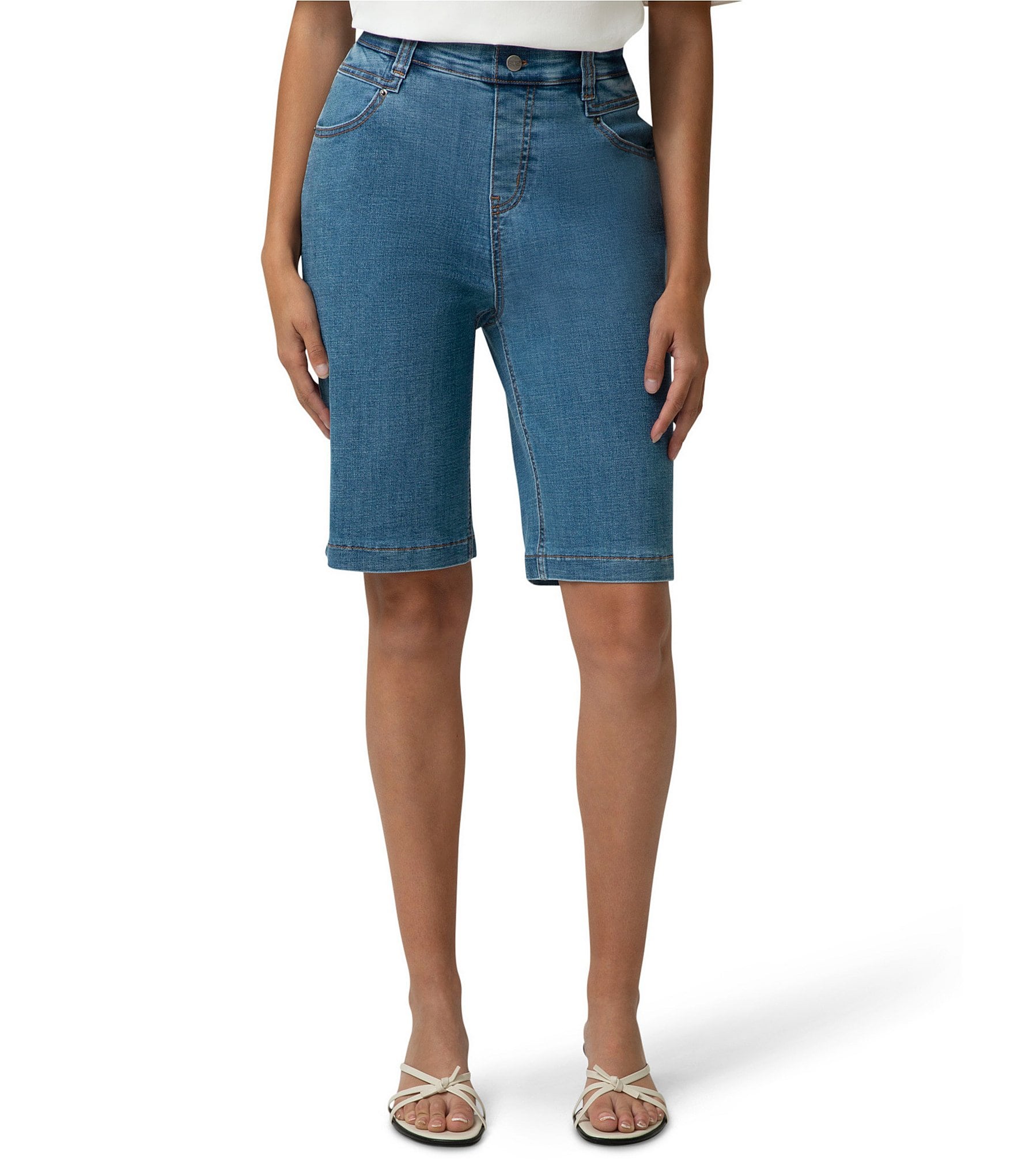 womens knee length dress shorts Bermuda Shorts for Women's High Waisted Linen Wide Leg Elastic Waist Dressy Casual Summer Shorts