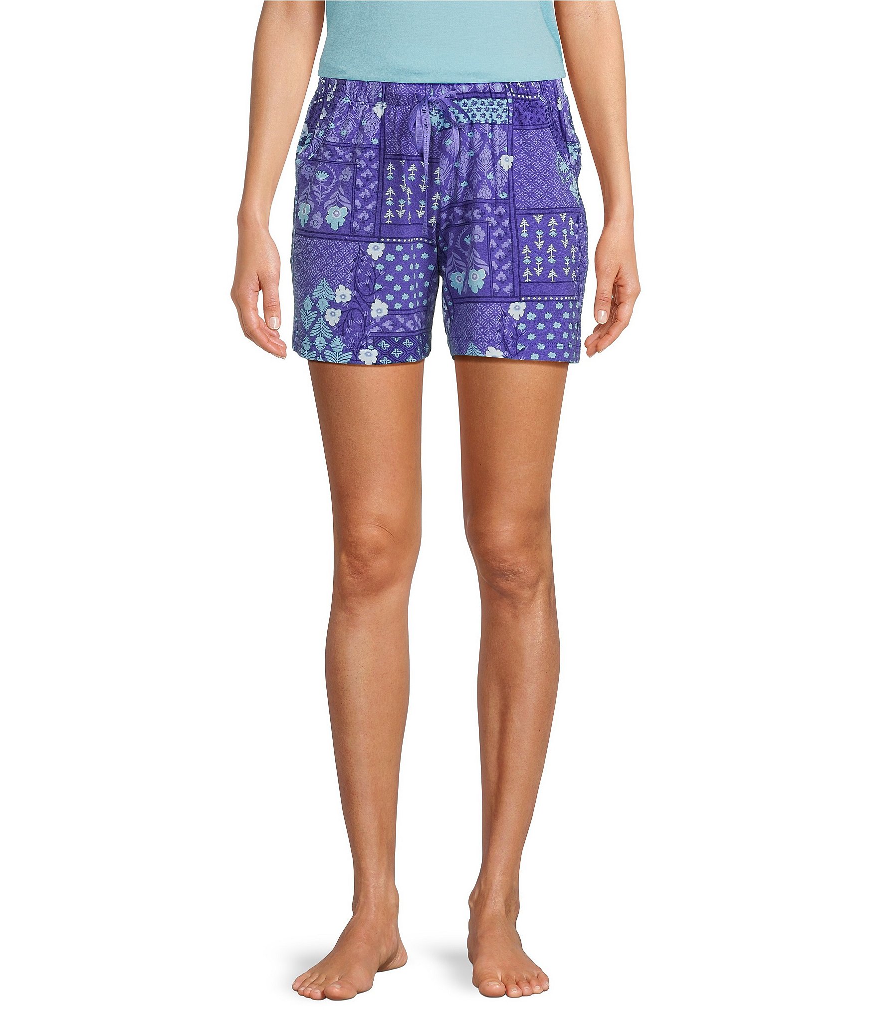 Hue Patchwork Print Knit Sleep Shorts | Dillard's