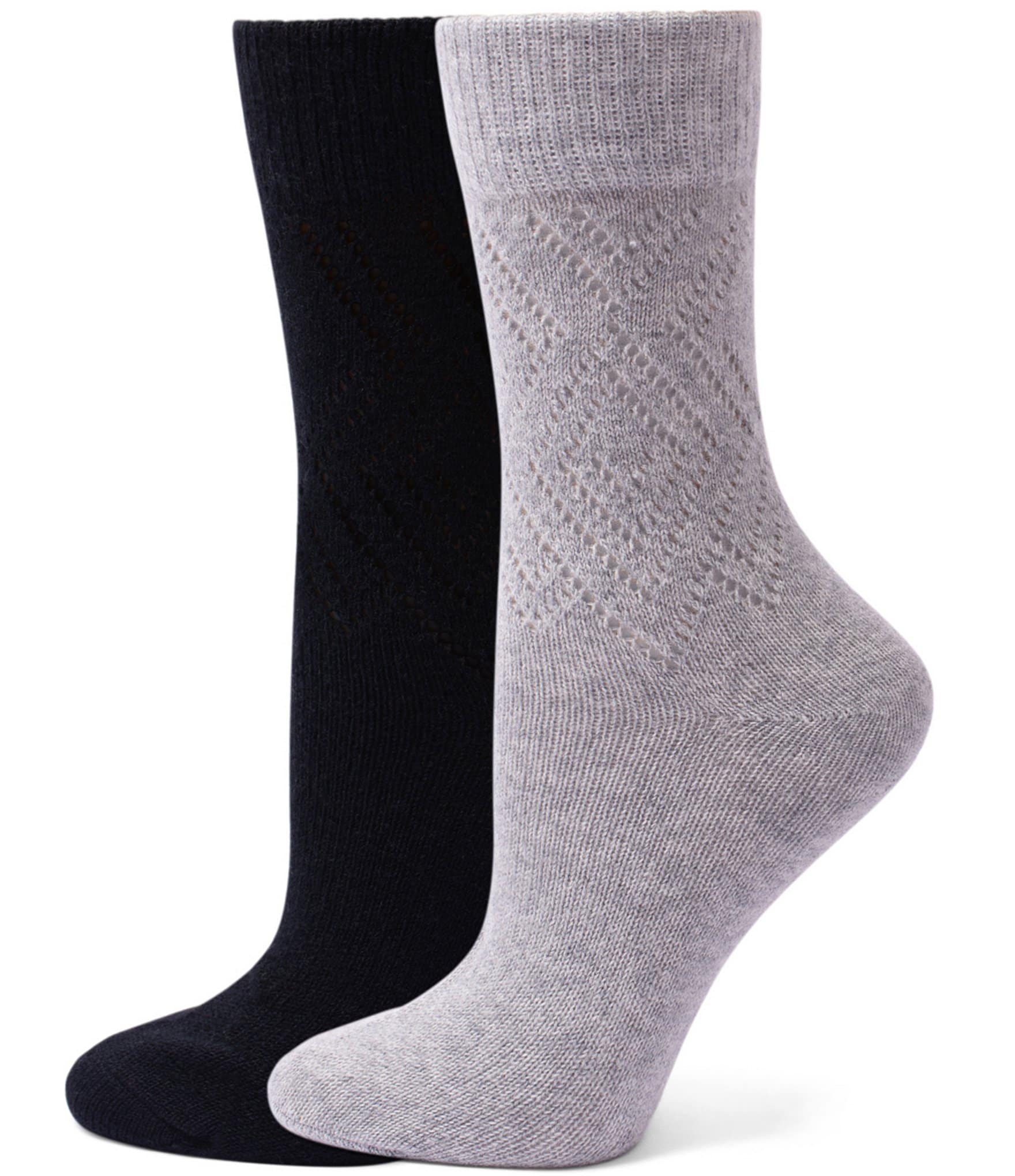 HUE Pointelle Argyle Boot Crew Sock, 2 Pack