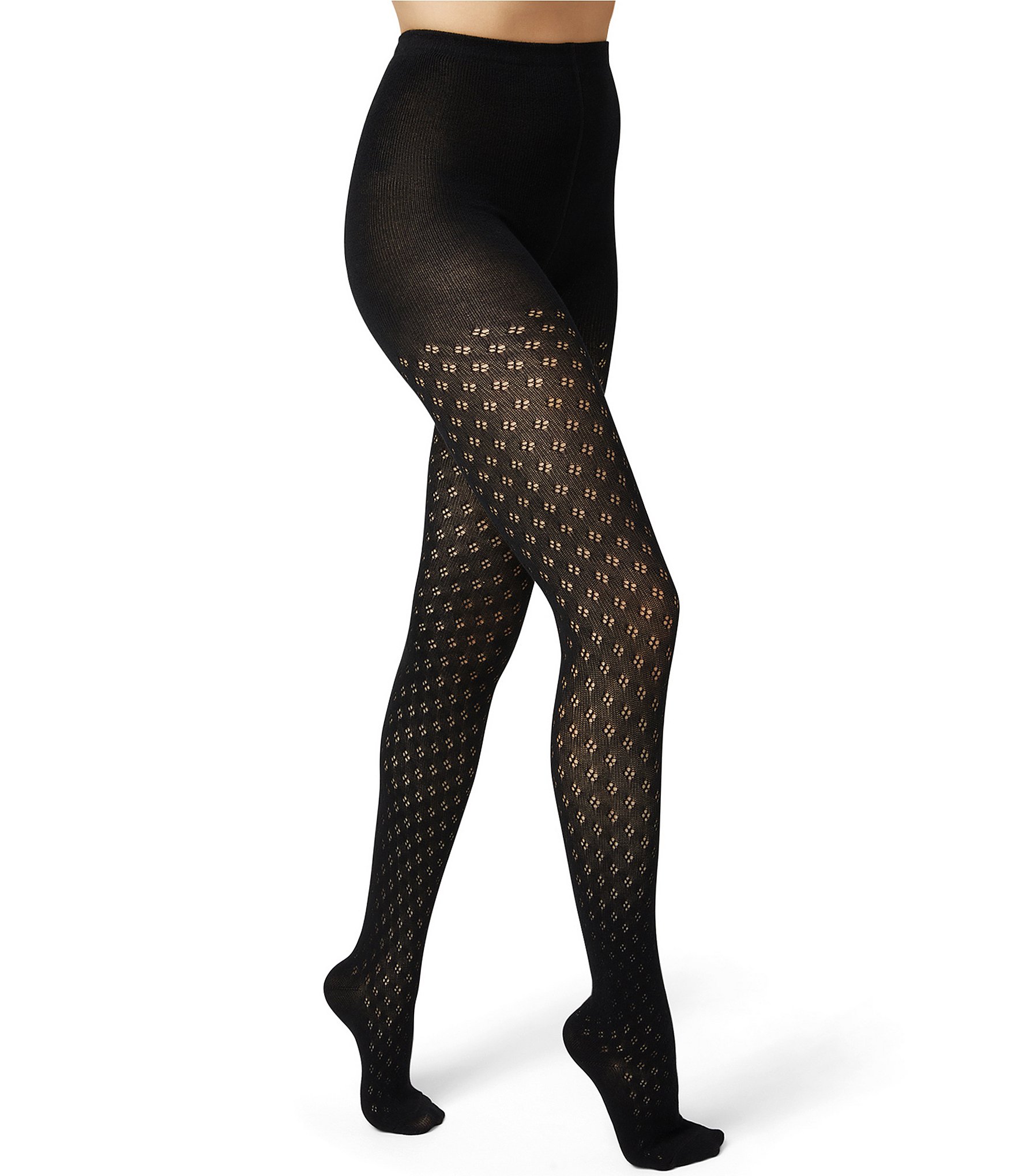 HUE Pointelle Diamond Sweater Knit Tights
