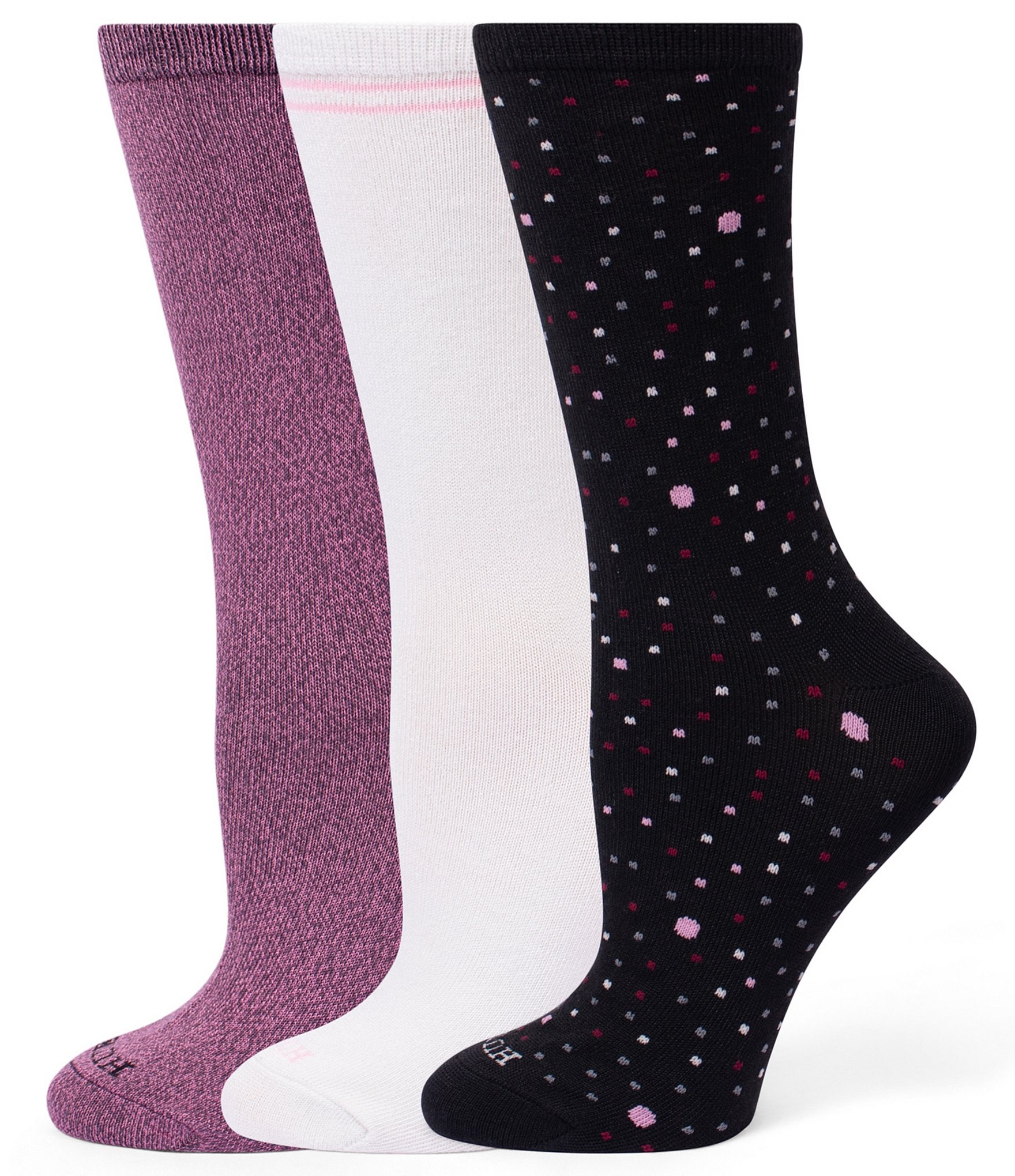 HUE Polka Dot Crew Socks, 3 Pack