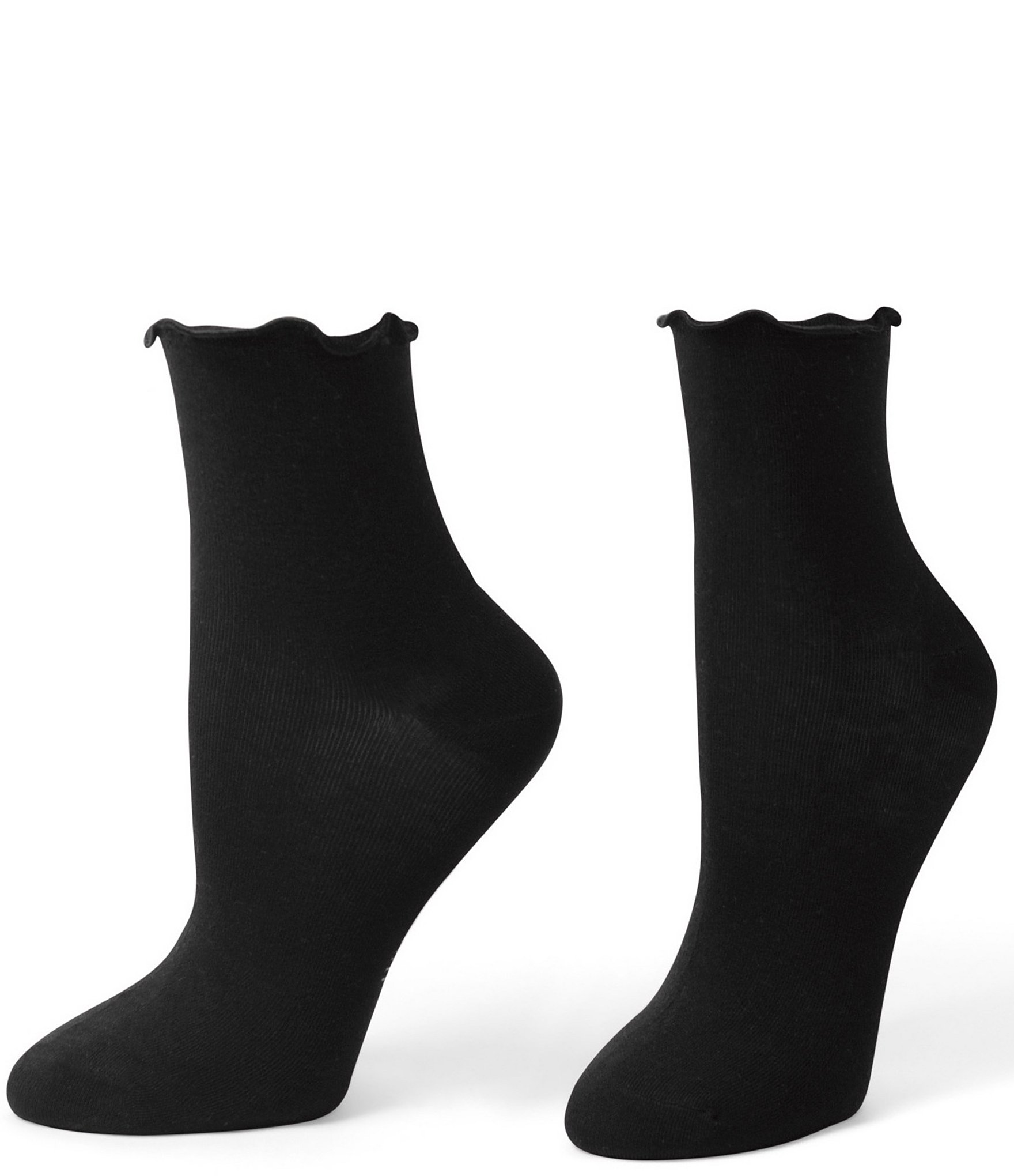 HUE Solid Ruffle Edge Ankle Sock, 3-Pack