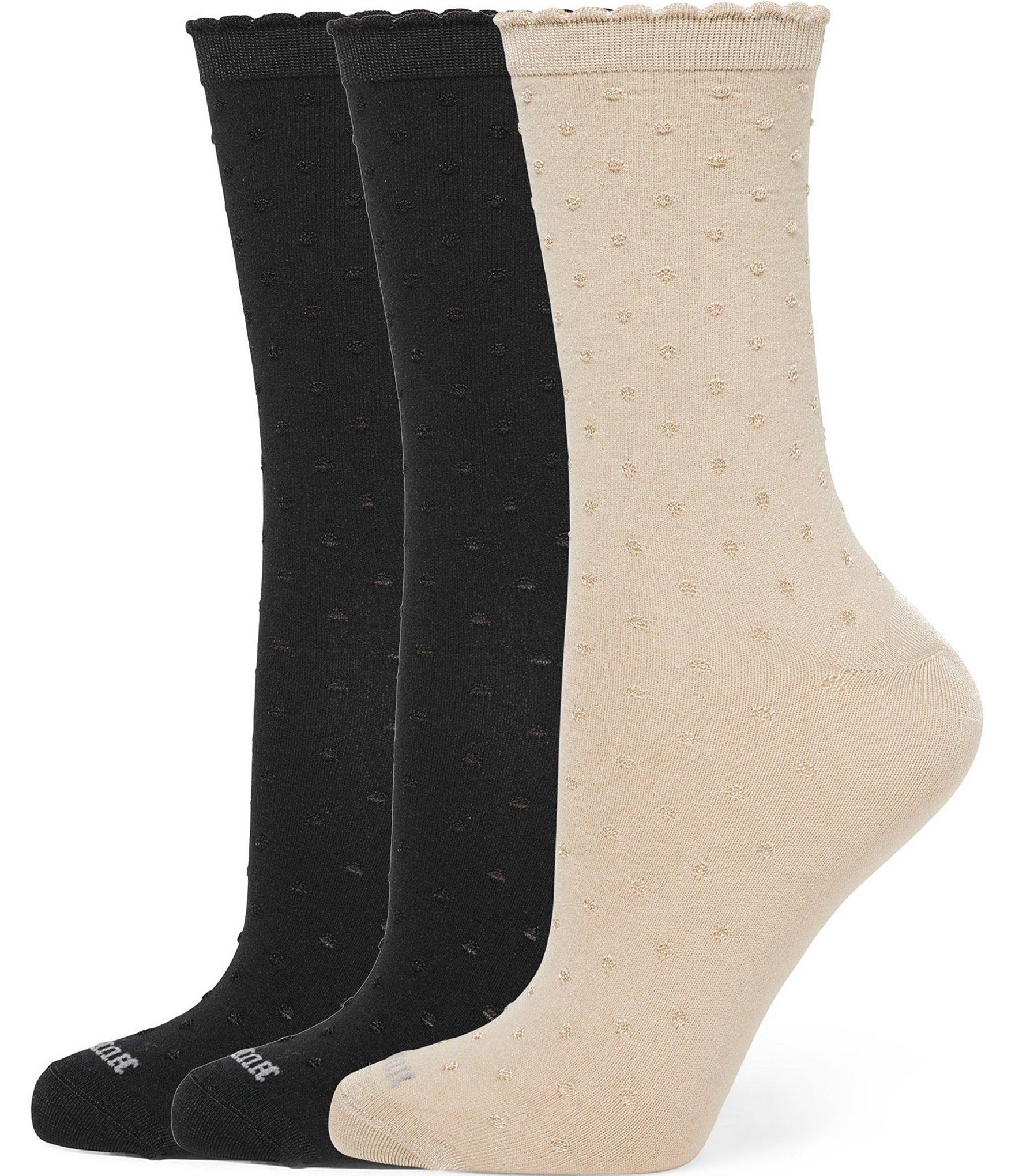 HUE Textured Dot Crew Sock, 3 Pack Neutrals | Dillard's