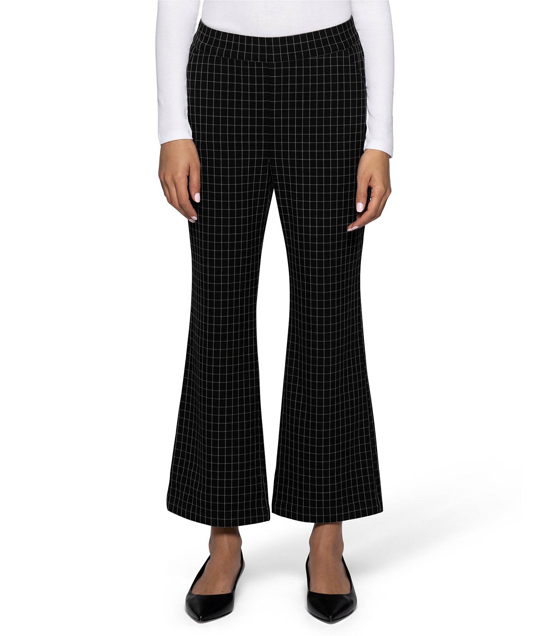 HUE Windowpane Modern Kick Flare Pants
