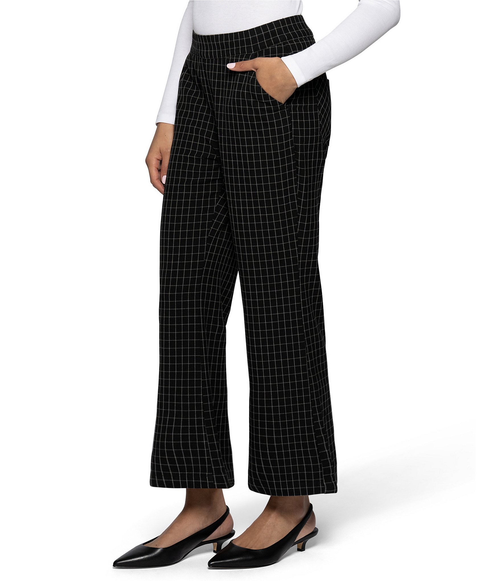 HUE Windowpane Modern Kick Flare Pants
