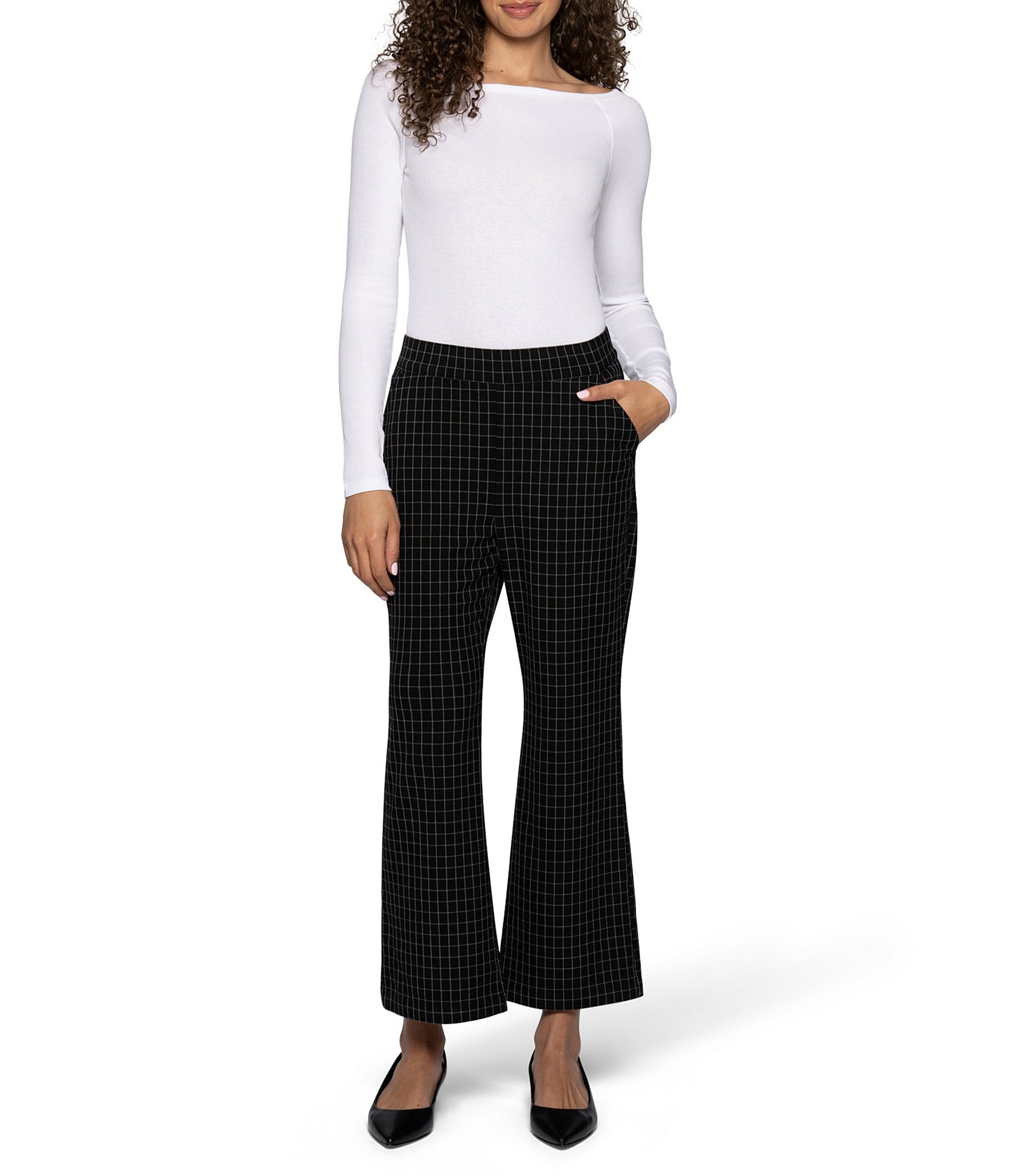 HUE Windowpane Modern Kick Flare Pants