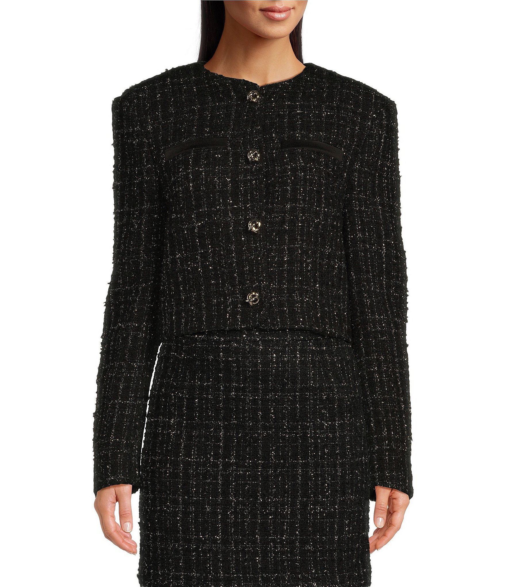 Hugo Boss Jolena Tweed Knit Round Neck Long Sleeve Coordinating Blazer