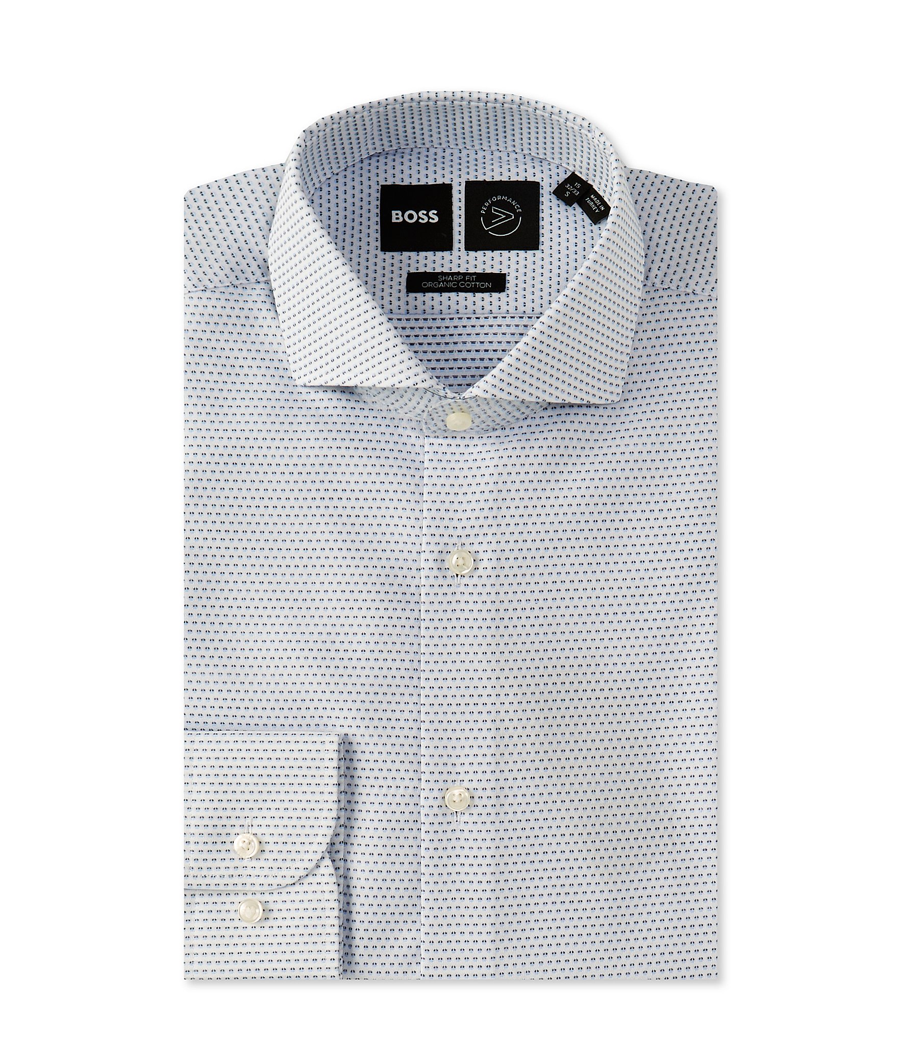 Hugo Boss Sharp Fit Spread Collar Structure Pattern Woven Dress Shirt ...