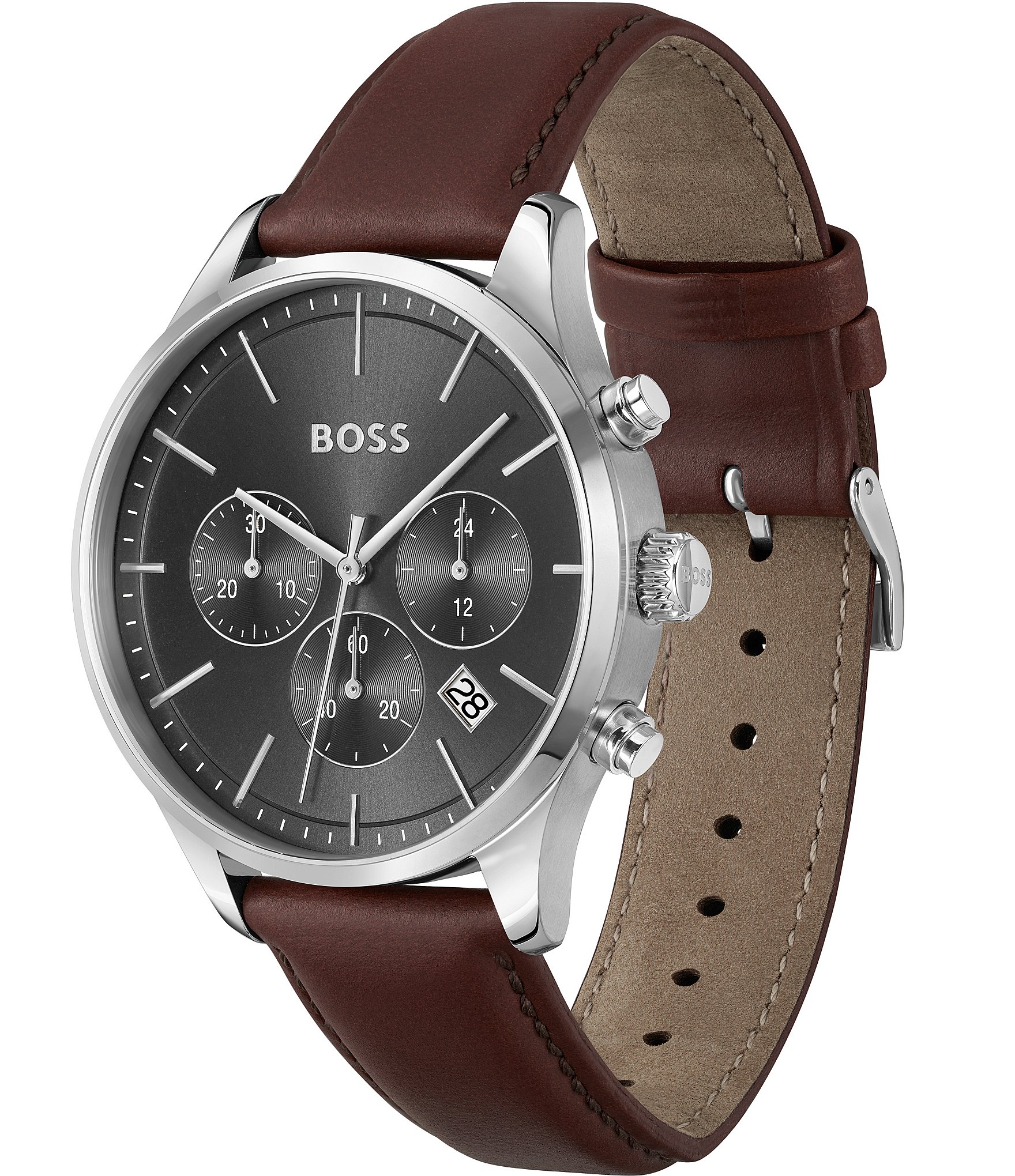 Hugo Boss Men's Avery Quartz Chronograph Leather Strap Watch