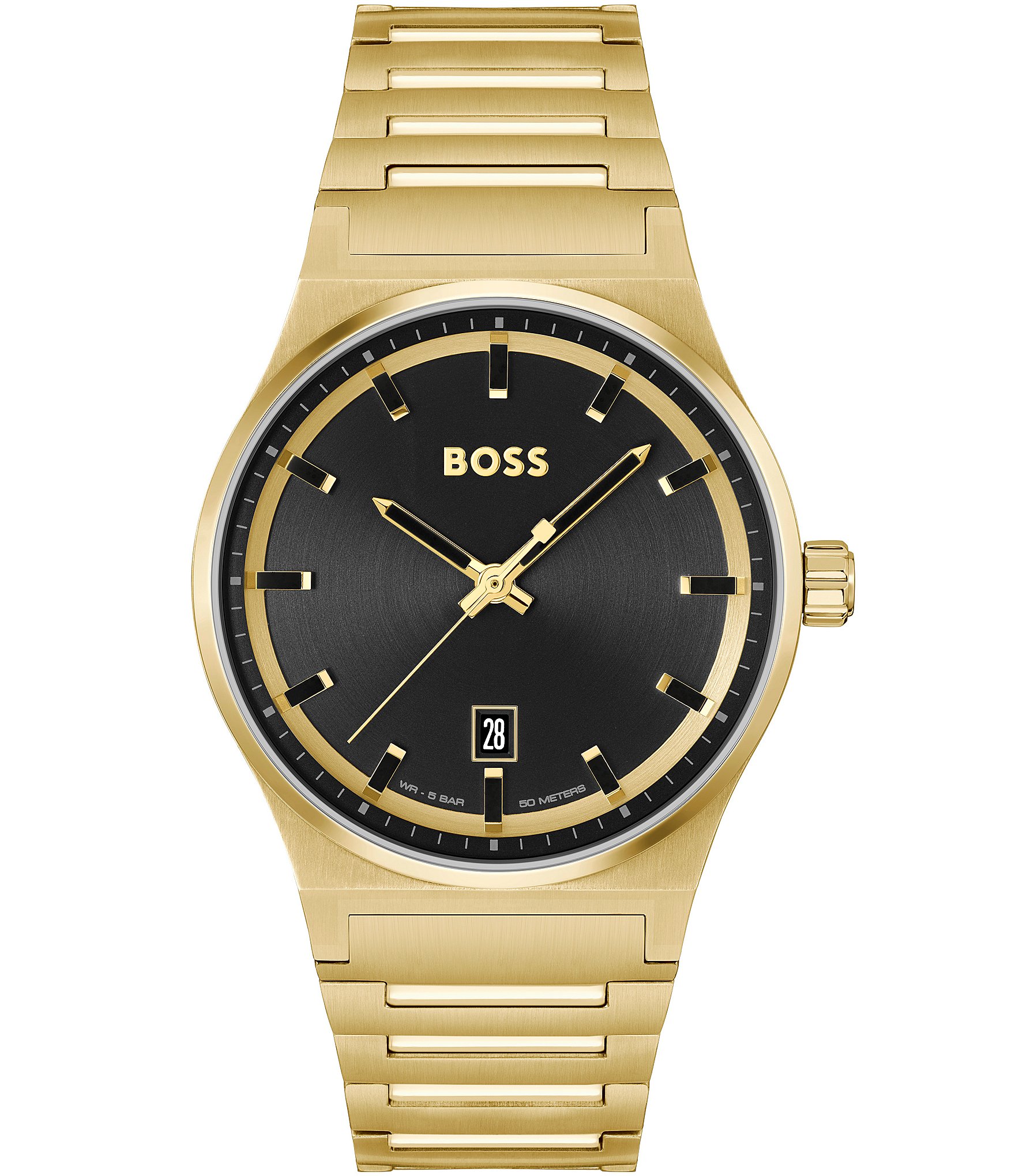 Steel Hugo Watch Men\'s Gold Analog Quartz | Stainless Candor Boss Dillard\'s Bracelet