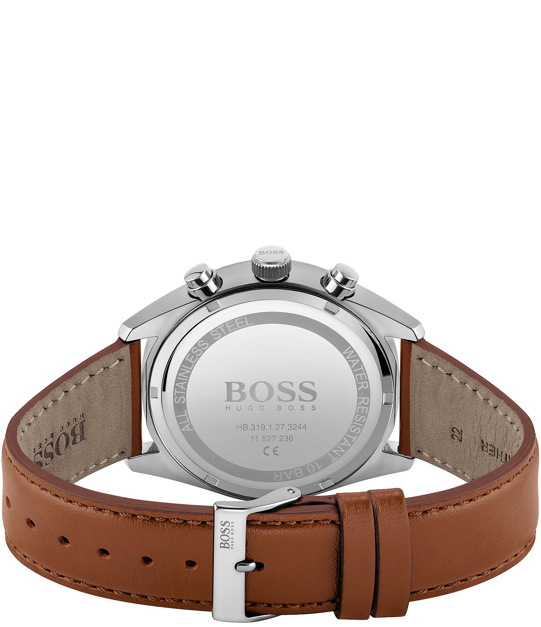 Hugo Boss Men's Chronograph Champion Brown Perforated Leather Strap Watch