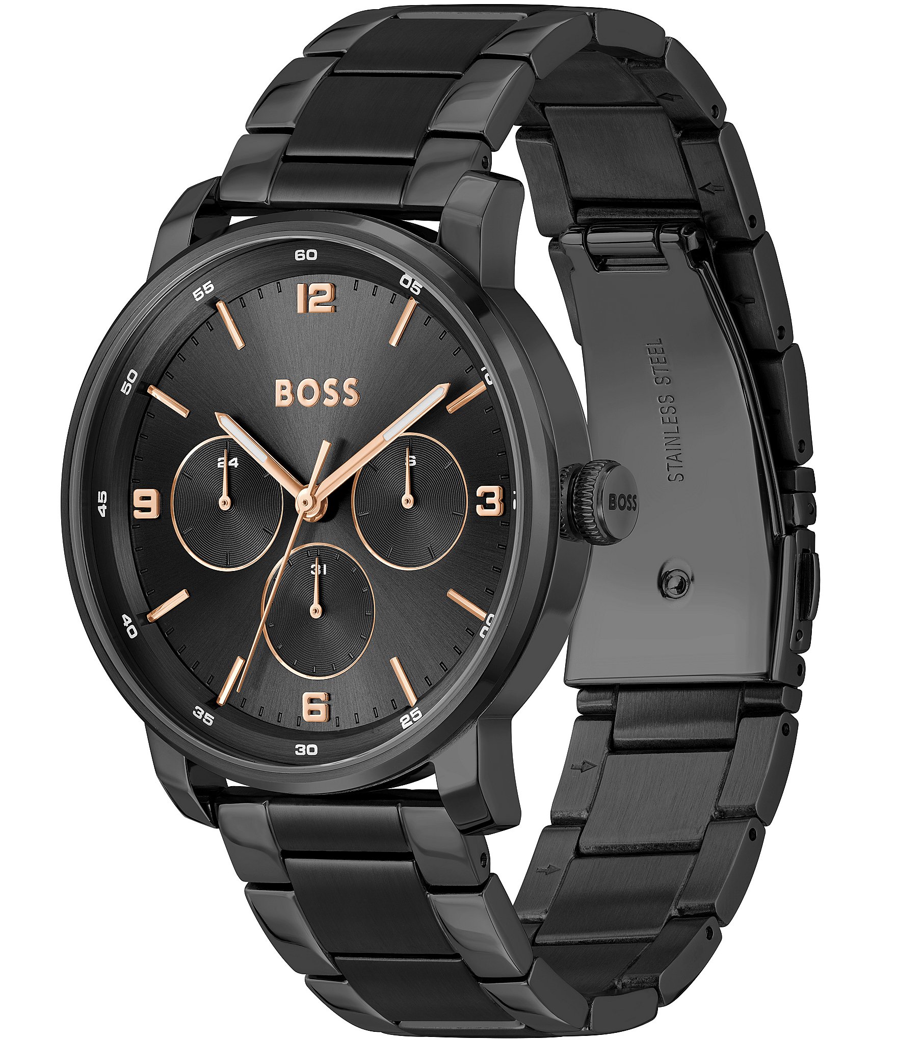 Hugo Boss Men's Contender Multifunction Black Tone Stainless Steel Bracelet Watch