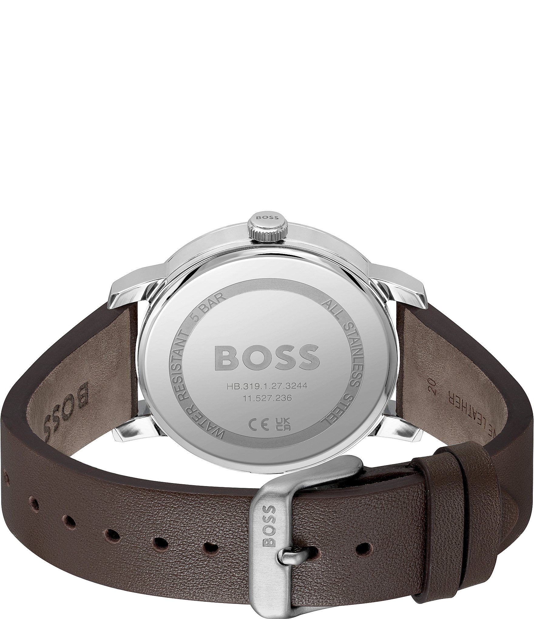 Hugo Boss Men's Dean Quartz Analog Brown Leather Strap Watch