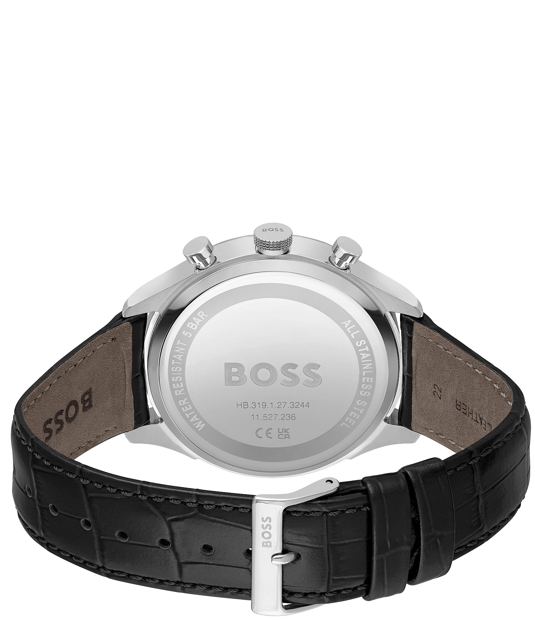 Hugo Boss Men's Gregor Quartz Chronograph Black Leather Strap Watch