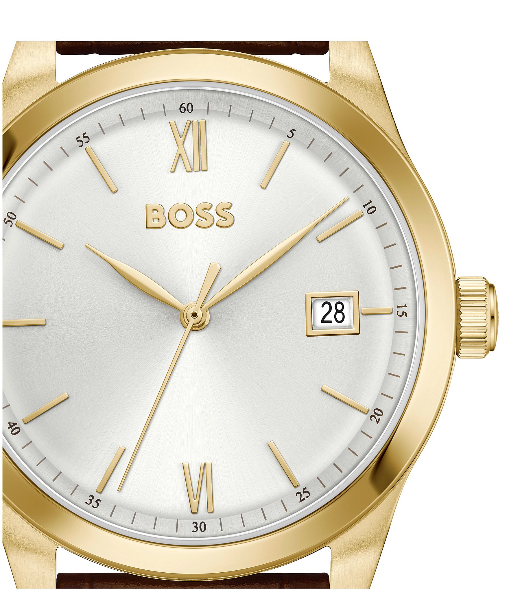Hugo Boss Men's Langford Quartz Analog Brown Leather Strap Watch