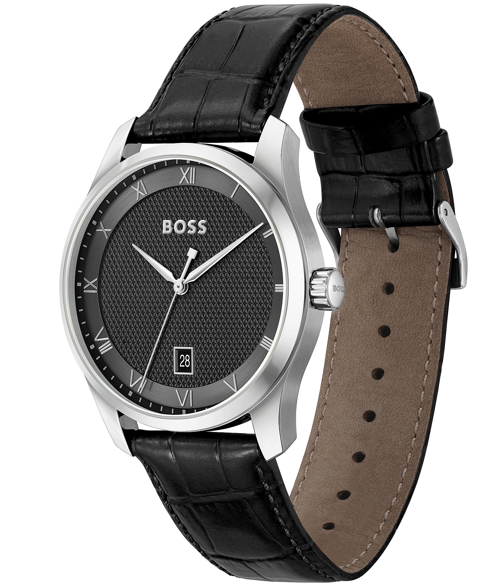 Hugo Boss Men's Principle Quartz Analog Leather Strap Watch