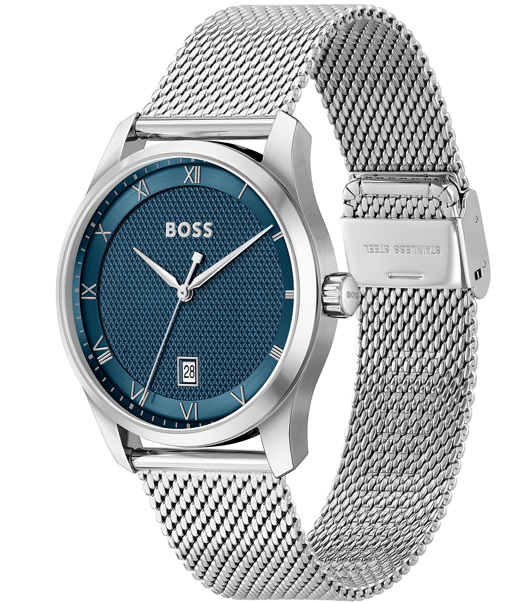 Hugo Boss Men's Principle Quartz Analog Stainless Steel Mesh Bracelet Watch