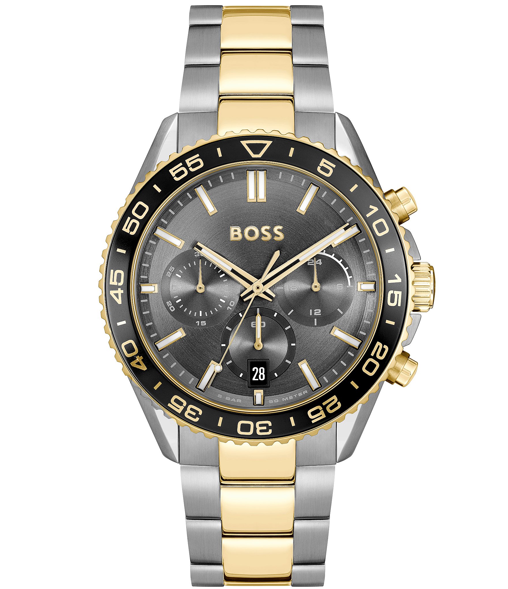 Hugo Boss Men's Runner Quartz Chronograph Two Tone Stainless Steel Bracelet Watch