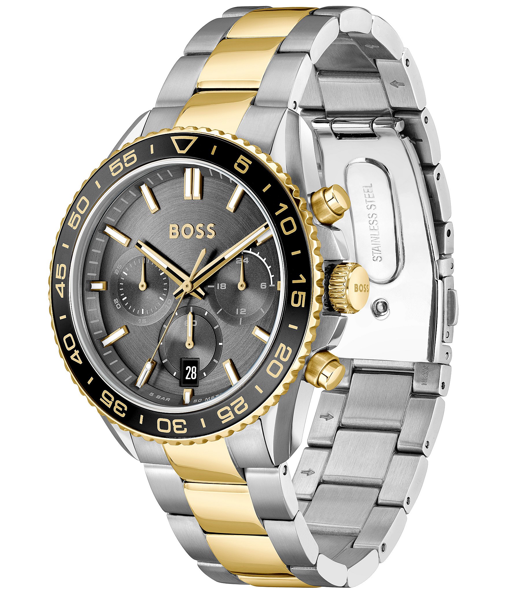 Hugo Boss Men's Runner Quartz Chronograph Two Tone Stainless Steel Bracelet Watch