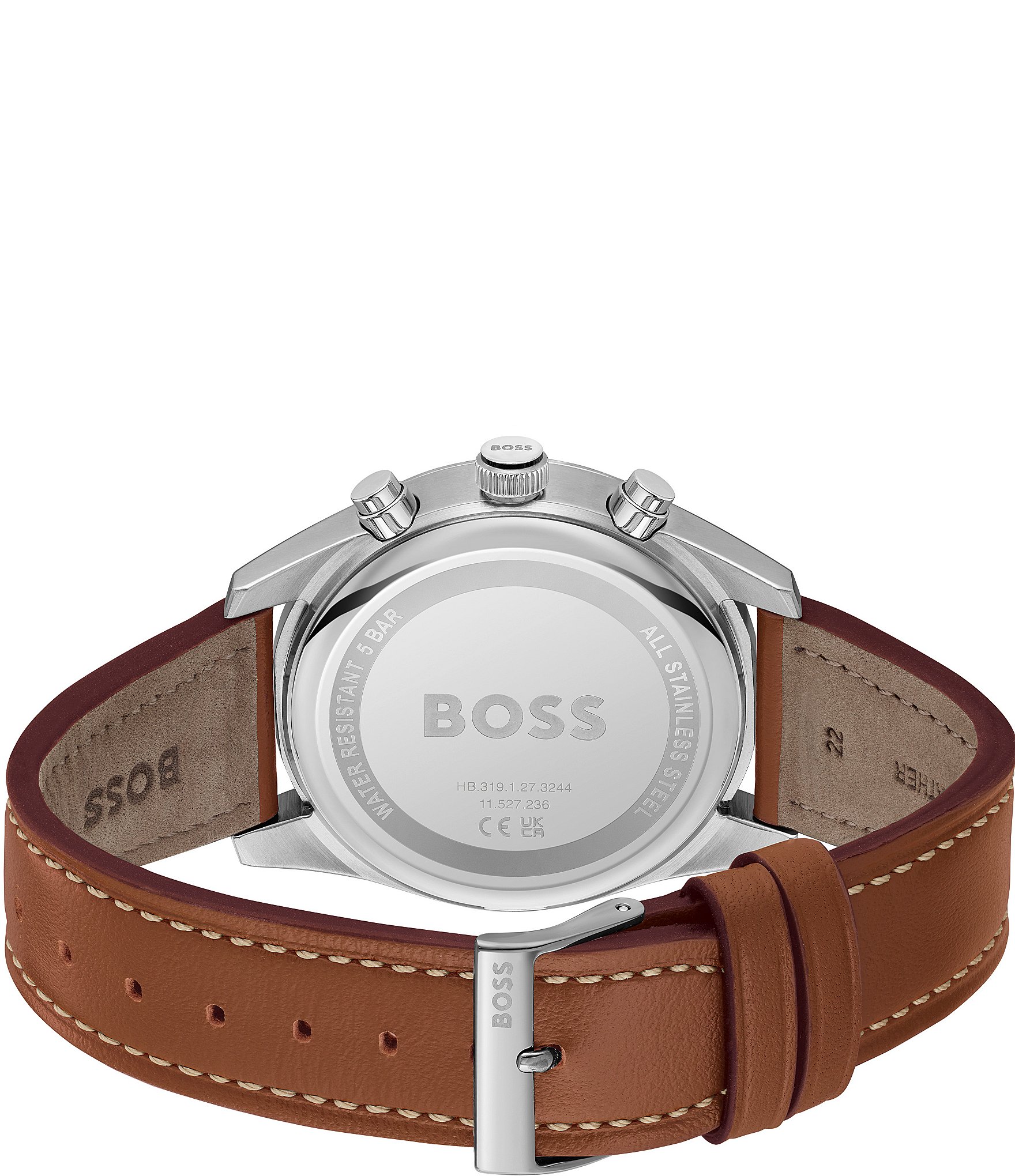 Hugo Boss Men's Skytraveller Chronograph Brown Leather Strap Watch