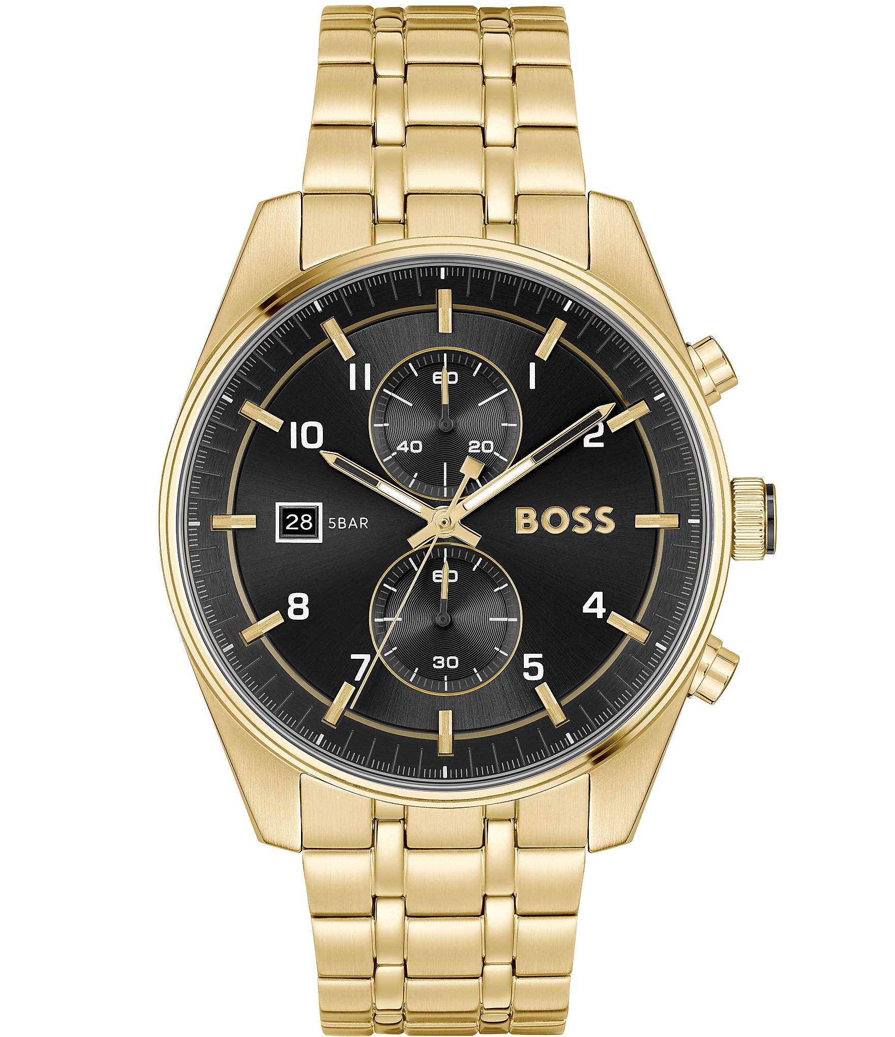 Hugo Boss Men's Skytraveller Quartz Chronograph Gold Tone Stainless Steel Bracelet Watch