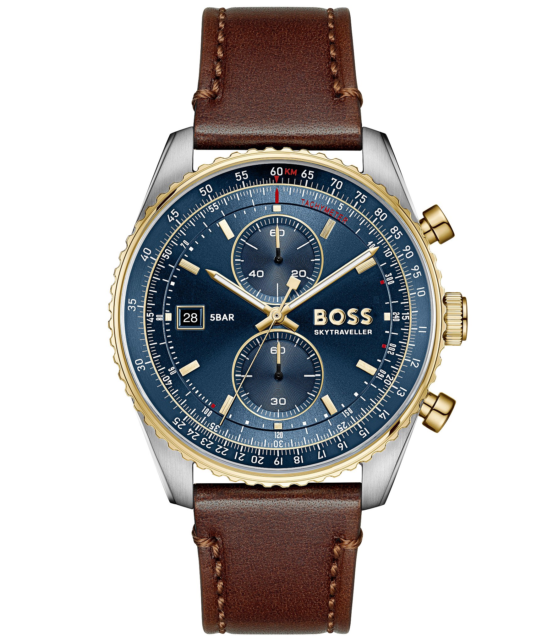 Hugo Boss Men's Skytraveller Quartz Chronograph Leather Strap Watch
