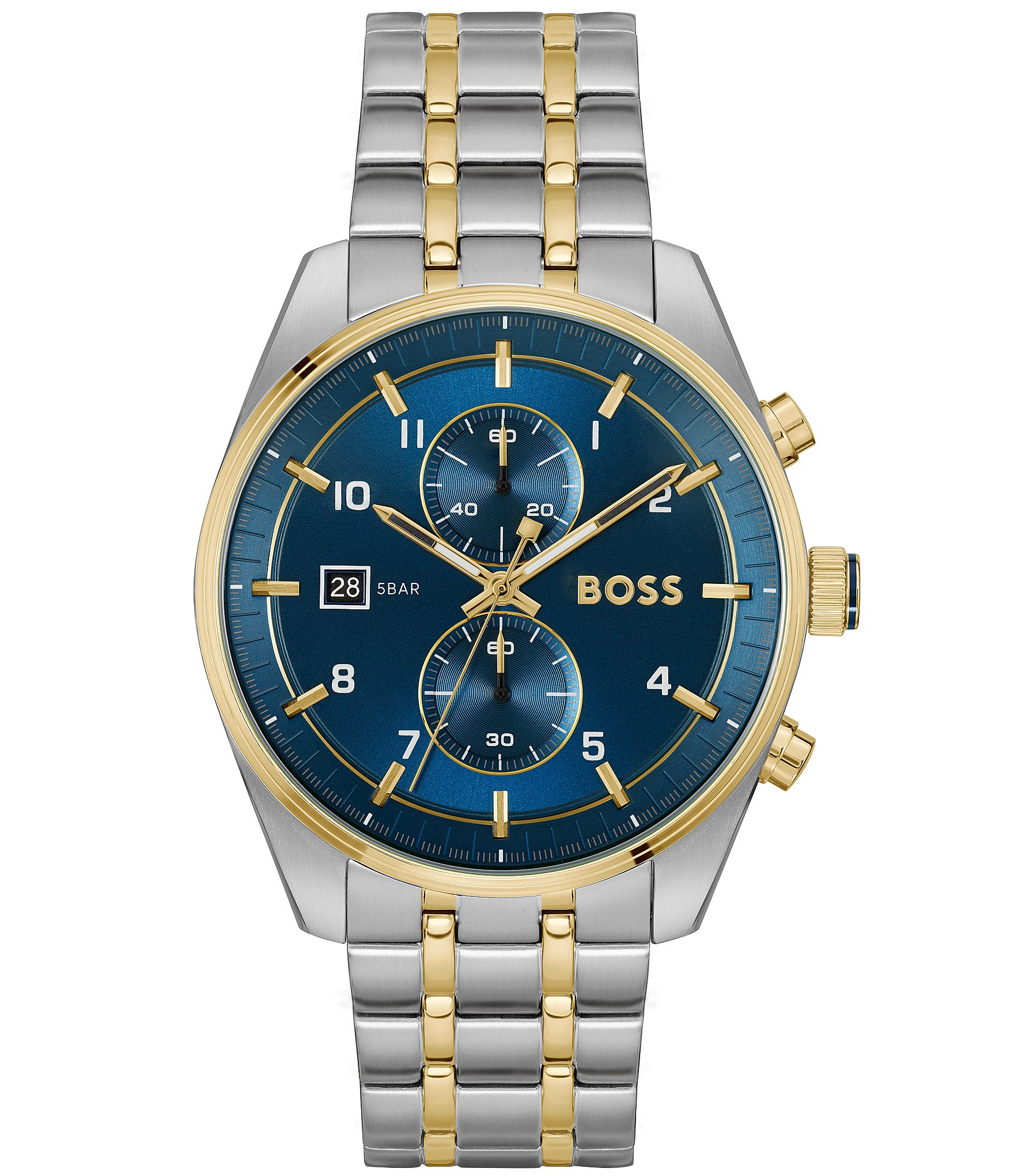Hugo Boss Men's Skytraveller Quartz Chronograph Two Tone Stainless Steel Bracelet Watch