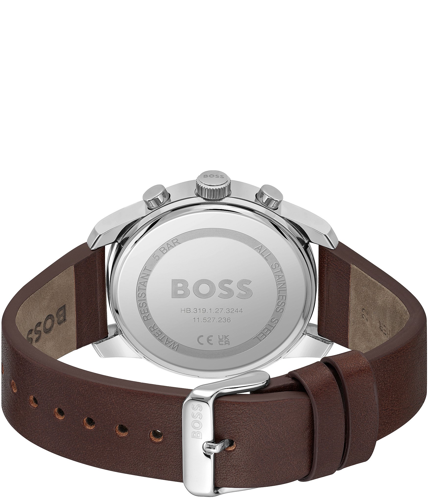 Hugo Boss Men's Tace Quartz Chronograph Brown Leather Strap Watch