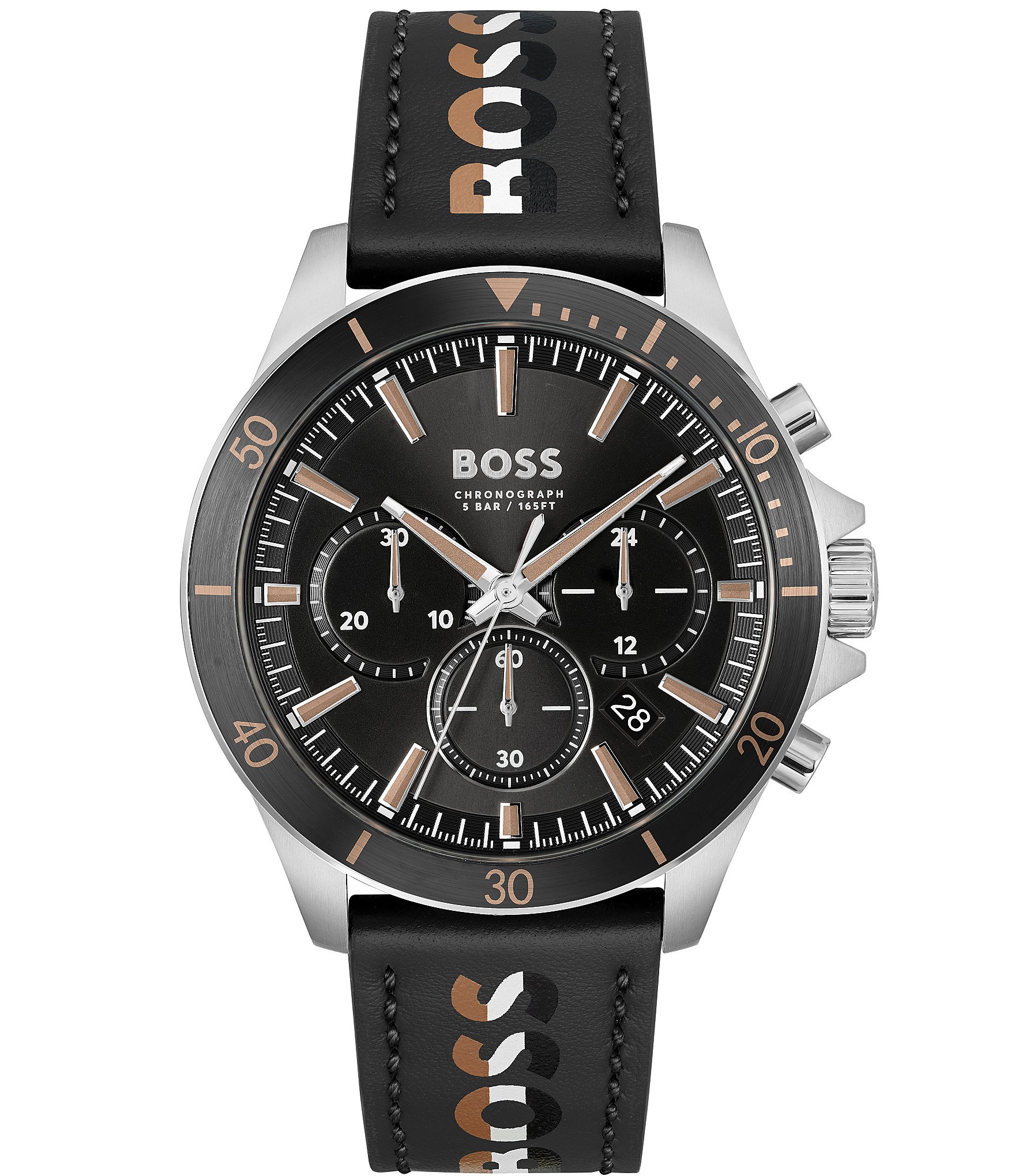 Hugo Boss Men's Troper Chronograph Black Leather Strap Watch | Dillard's